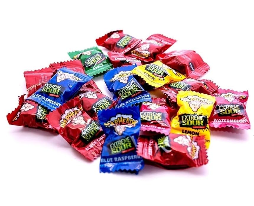 Warheads Extreme Sour Candy - Original 5 Fruit Flavors (2lb Tub, 240 Pieces) | Bulk Sour Candy for Parties, Holidays & Office Treats | Includes Free Surprise Gift - Perfect for Halloween, Birthday Celebrations & Candy Buffets