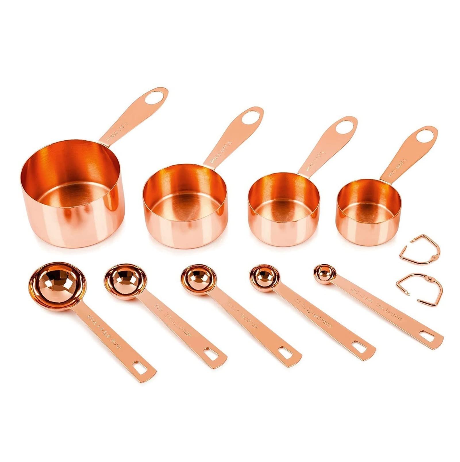 YUNYIN 9-Piece Copper Measuring Cups and Spoons Set - Precise Measurement for Liquid & Dry Ingredients - Rustic Kitchen Accessories for Baking, Cooking, and Coffee Brewing