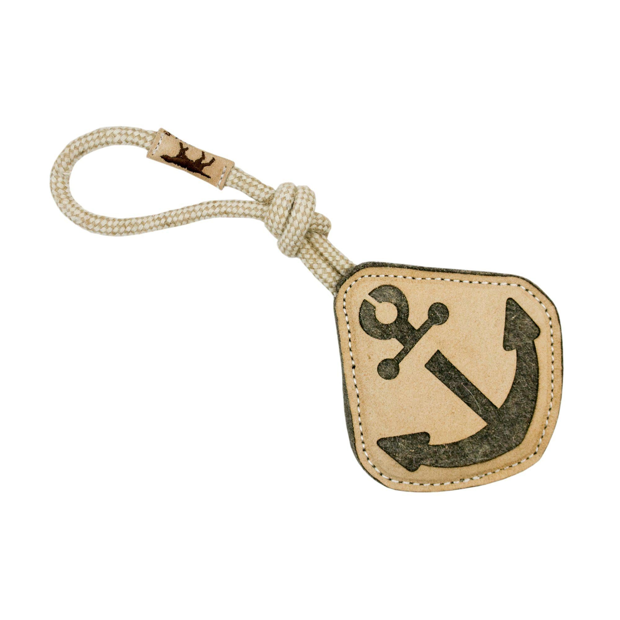 Premium Genuine Leather & Wool Anchor Keychain - Stylish & Durable Accessory for Keys, Bags, and Outdoor Adventures