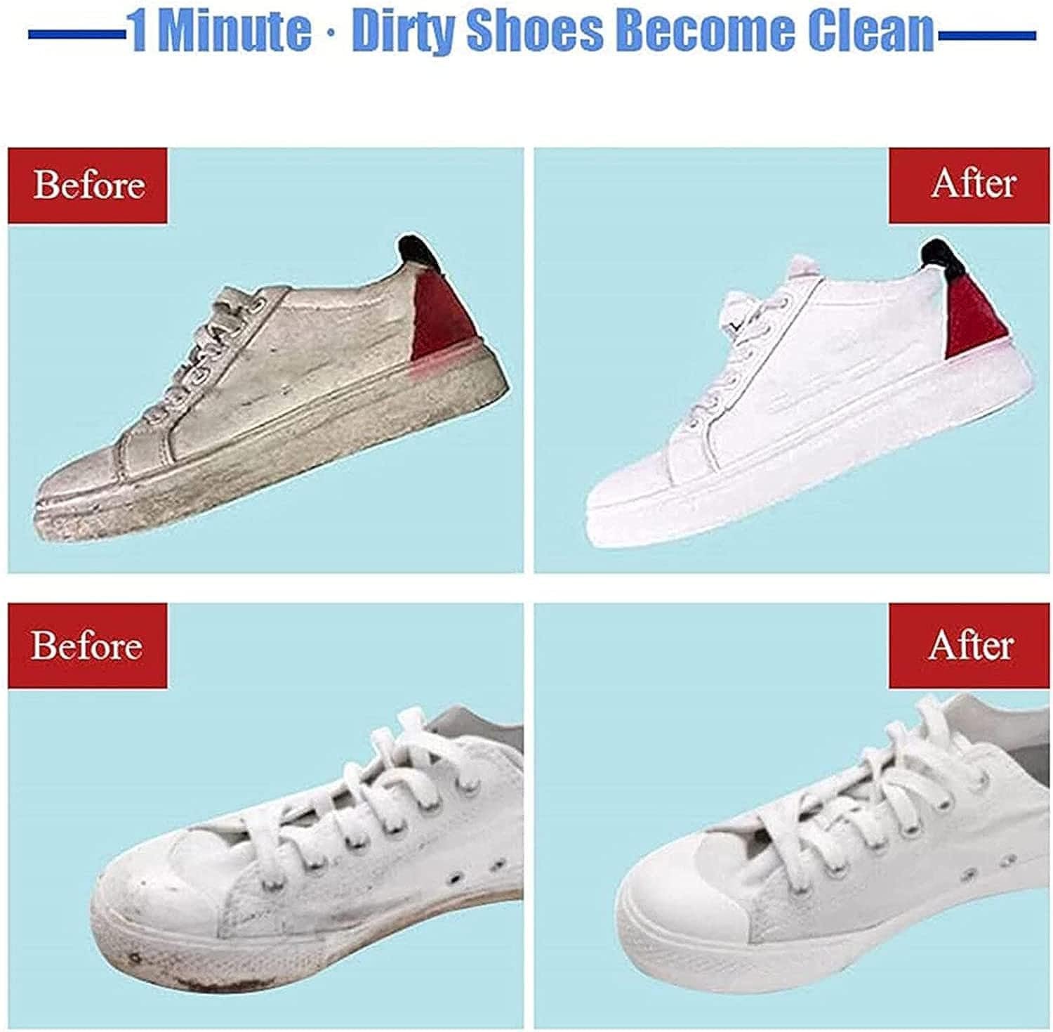 Premium White Shoe Cleaner Cream with Sponge - Instant Whitening No-Wash Sneaker Cleaning Kit for White Shoes | Shoe Polish & Eraser for Sneakers, Canvas & Leather | Perfect for Daily Wear, Gym Shoes & Fashion Sneakers