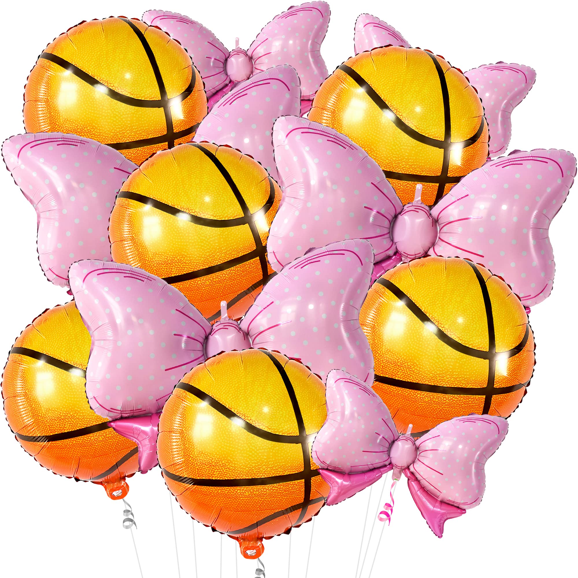 18-Pack Gender Reveal Party Decorations Set - 35 Inch Pink Foil Bow Balloons & 18 Inch Basketball Themed Decor for Baby Showers, Sports Birthday Parties | Perfect for Basketball Theme Celebrations, Baby Gender Reveals & Balloon Backdrops