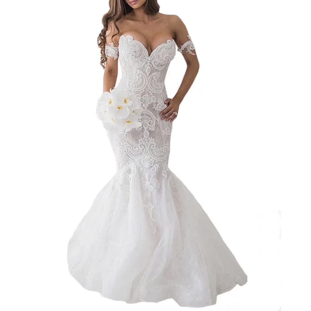 Elegant Lace Mermaid Wedding Dress for Women - Sweetheart Neckline Bridal Gown for Beach, Party & Formal Weddings | Perfect for Brides, Prom & Special Occasions