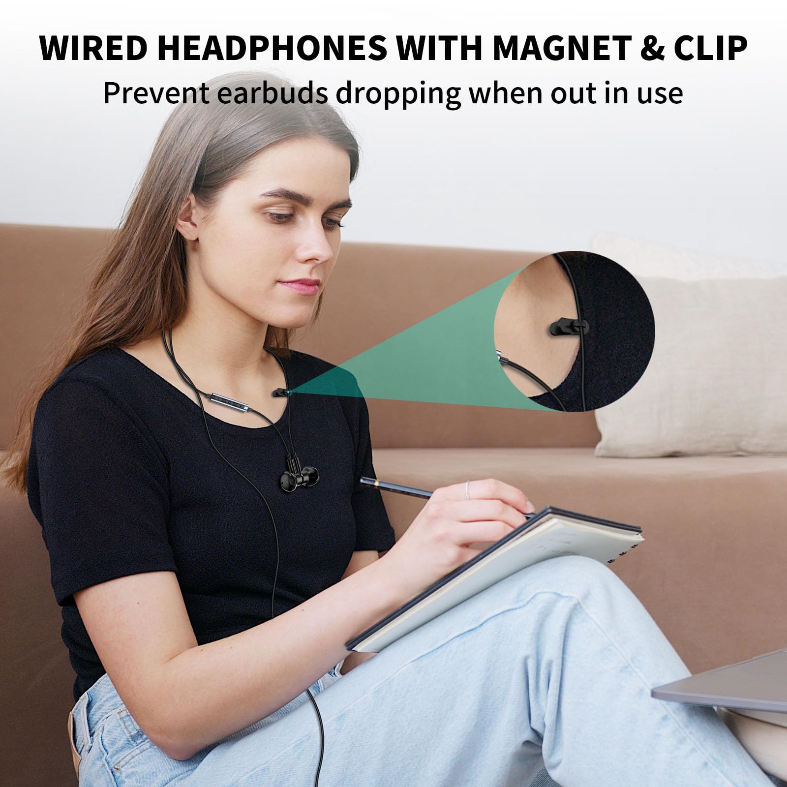 ASKUBSKU USB Wired Earbuds with Microphone - Noise Isolating Computer Headset for PC, Laptop, Gaming (HP/Dell/Surface/Switch Compatible) - 7.5ft Cable for Office, Work, Conference Calls & Online Meetings