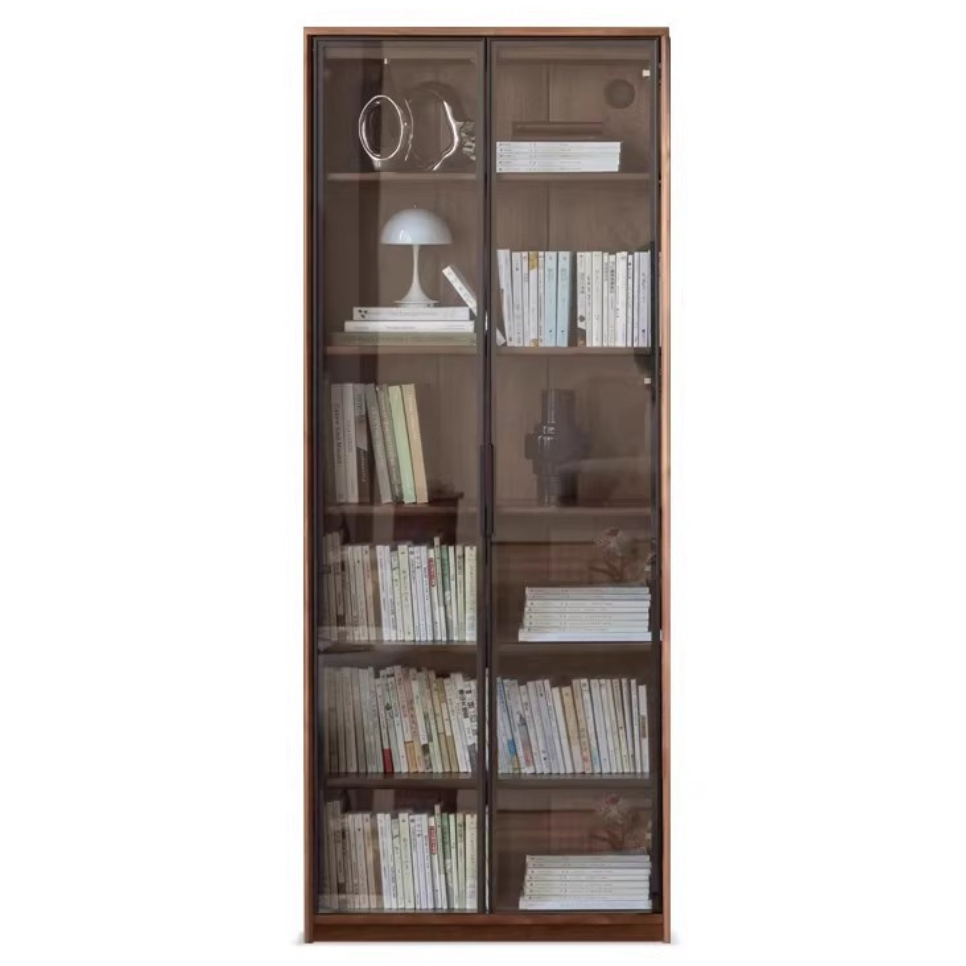 Black Walnut Solid Wood Bookcase - Free Standing Adjustable Bookshelf for Living Room, Office & Study | Modern Home Storage Furniture