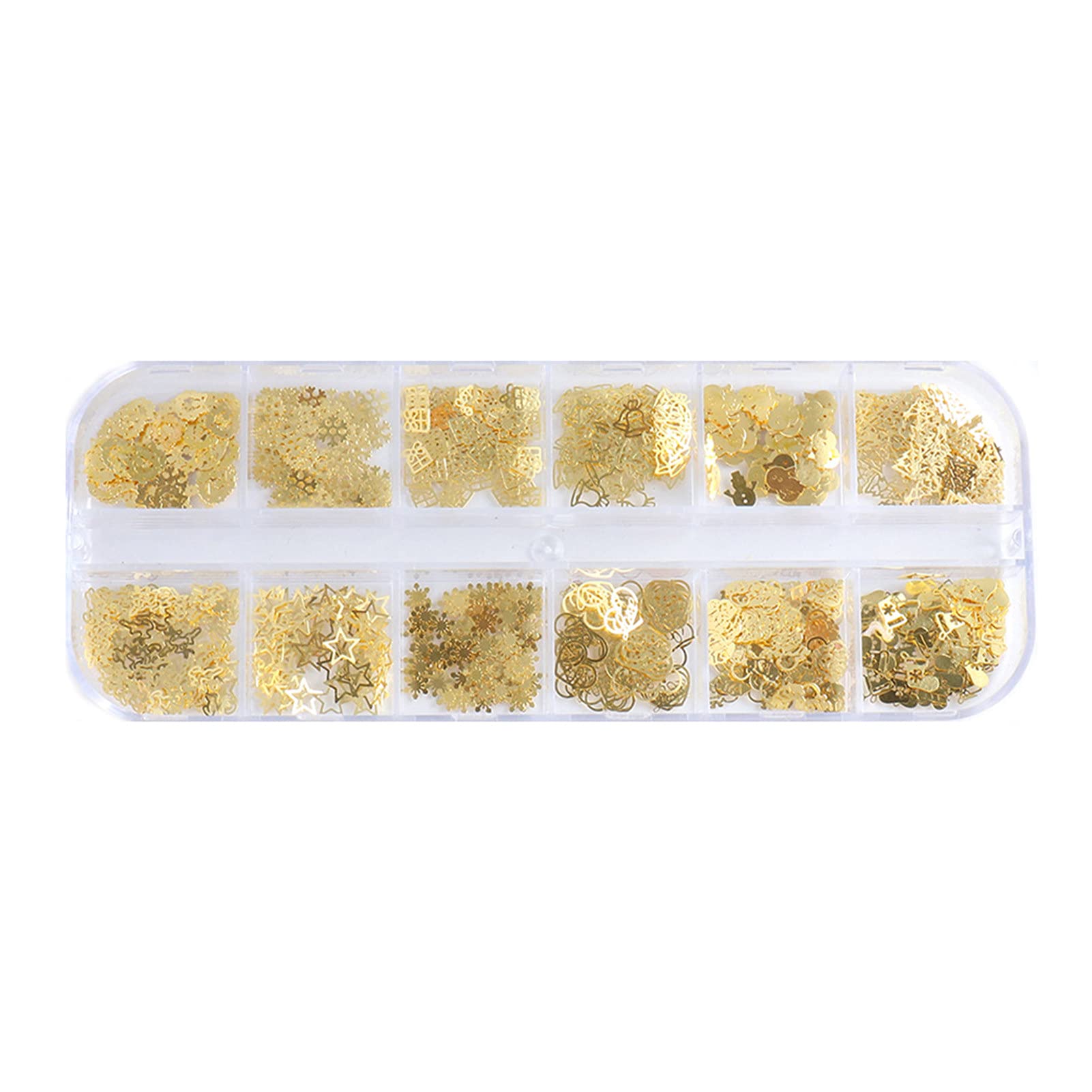 Premium DIY Nail Art Studs Set - Mixed Elk, Snowman, Snowflake Designs in Gold Metal for Nail Salon & Home Manicure | Christmas Themed Nail Decorations for Holiday Parties & Winter Nail Designs