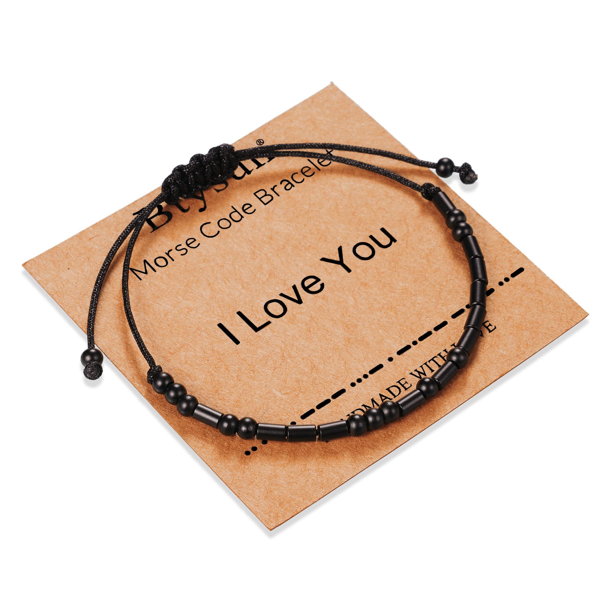 Morse Code Bracelet for Women & Men - Adjustable Black Braided Leather Bracelet - Inspirational Gift for Her, Best Friend, Sister, Daughter, Mom, Dad - Birthday, Christmas Jewelry - Perfect for Daily Wear, Motivational Gifts & Special Occasions