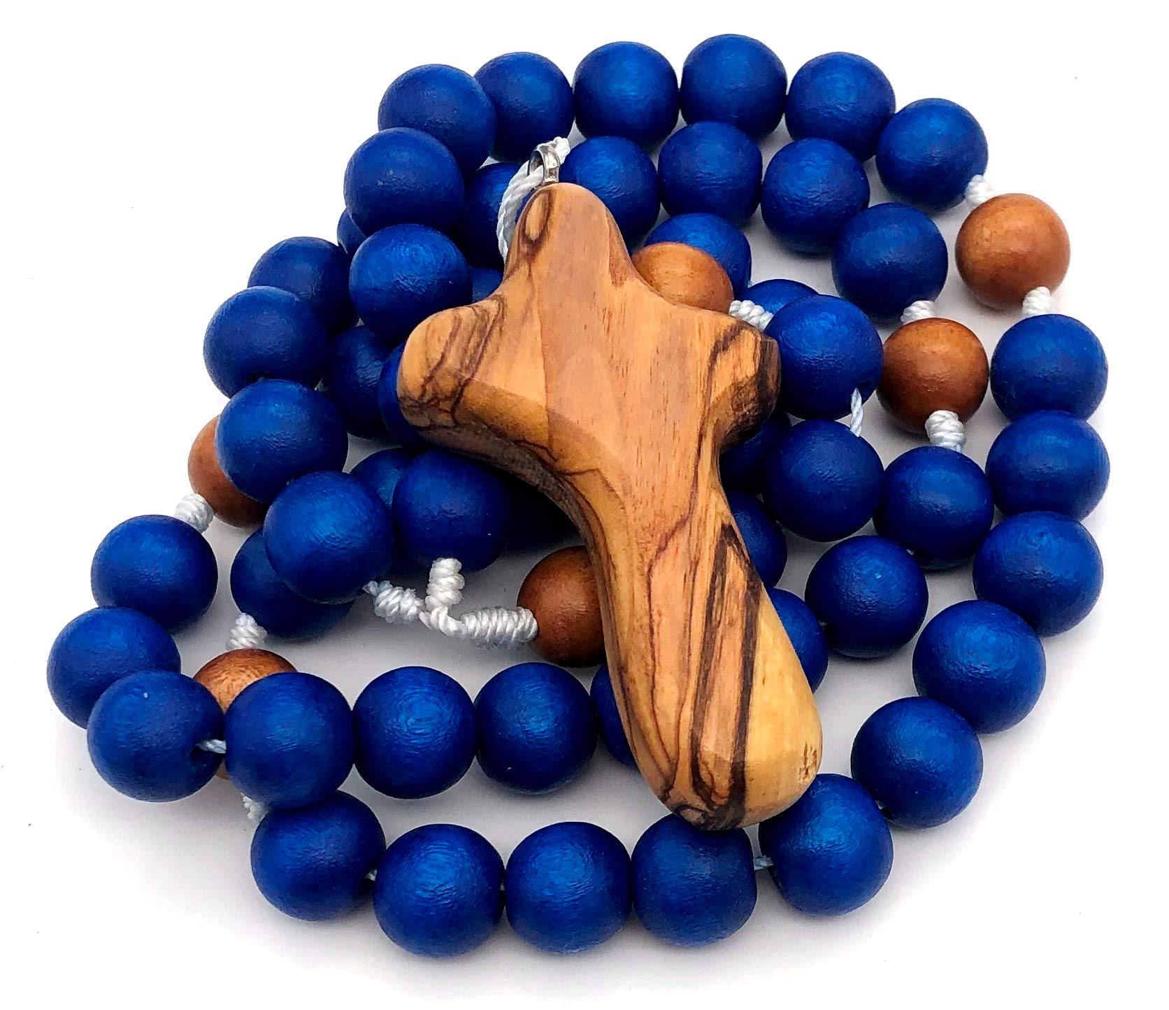 Handmade Wooden Rosary Beads - Blue Catholic Prayer Beads for Religious Devotion & Meditation | Perfect for Prayer, Worship, and Spiritual Gifts