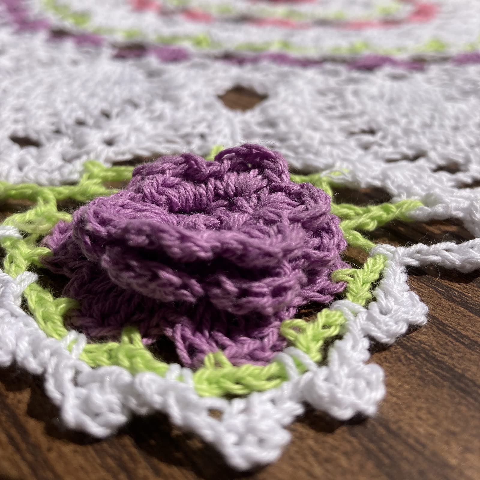 Handmade Crochet Floral Table Overlays - 22 Inch Round Farmhouse Tablecloths for Wedding, Party & Home Decor - Perfect for Dining Tables, Centerpieces & Special Events