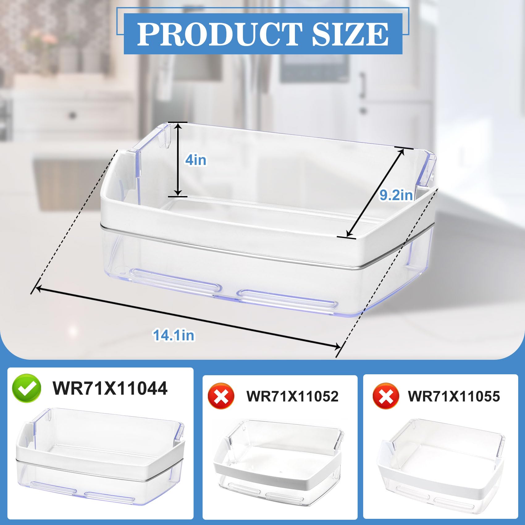 GE Refrigerator Door Shelf Bin WR71X11044 Replacement - Compatible with WR71X11059, PS6011779, AP5656690, 2691847, EAP6011779 | Durable Fridge Organizer for Food Storage & Easy Access | Refrigerator Parts & Accessories