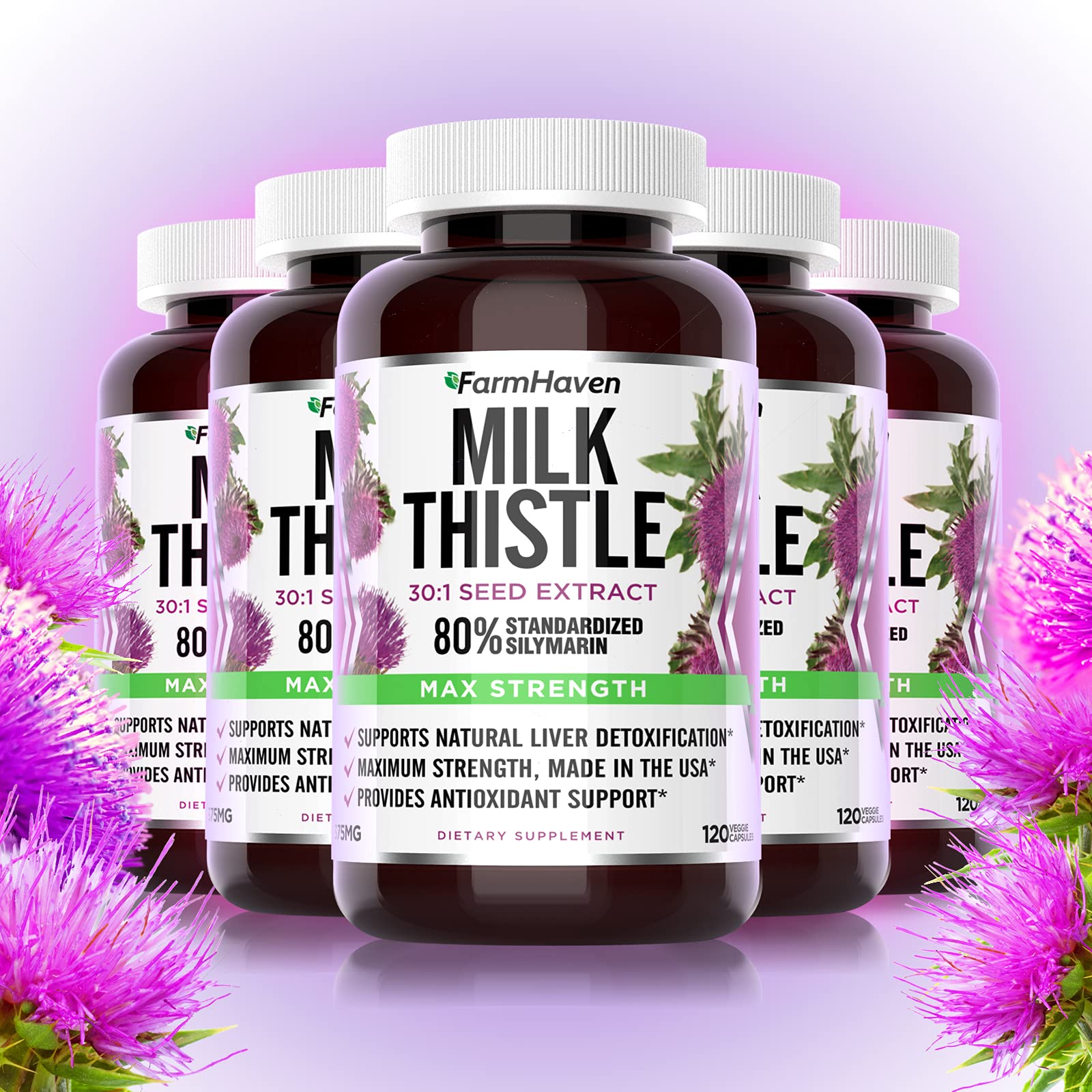 FarmHaven Milk Thistle 11250mg Supplement with Silymarin Extract - Premium Liver Support & Detox Formula for Liver Health - Ideal for Daily Wellness, Detox Cleansing & Post-Alcohol Recovery