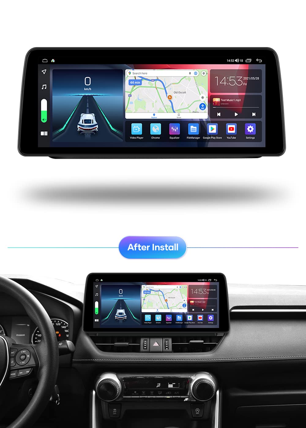 12.3 Inch Android Car Stereo for Toyota RAV4 Wildlander 2020-2021 | Wireless CarPlay & Android Auto | 4G+64G Multimedia GPS Navigation System | HD Touchscreen Video Player for Road Trips & Commuting