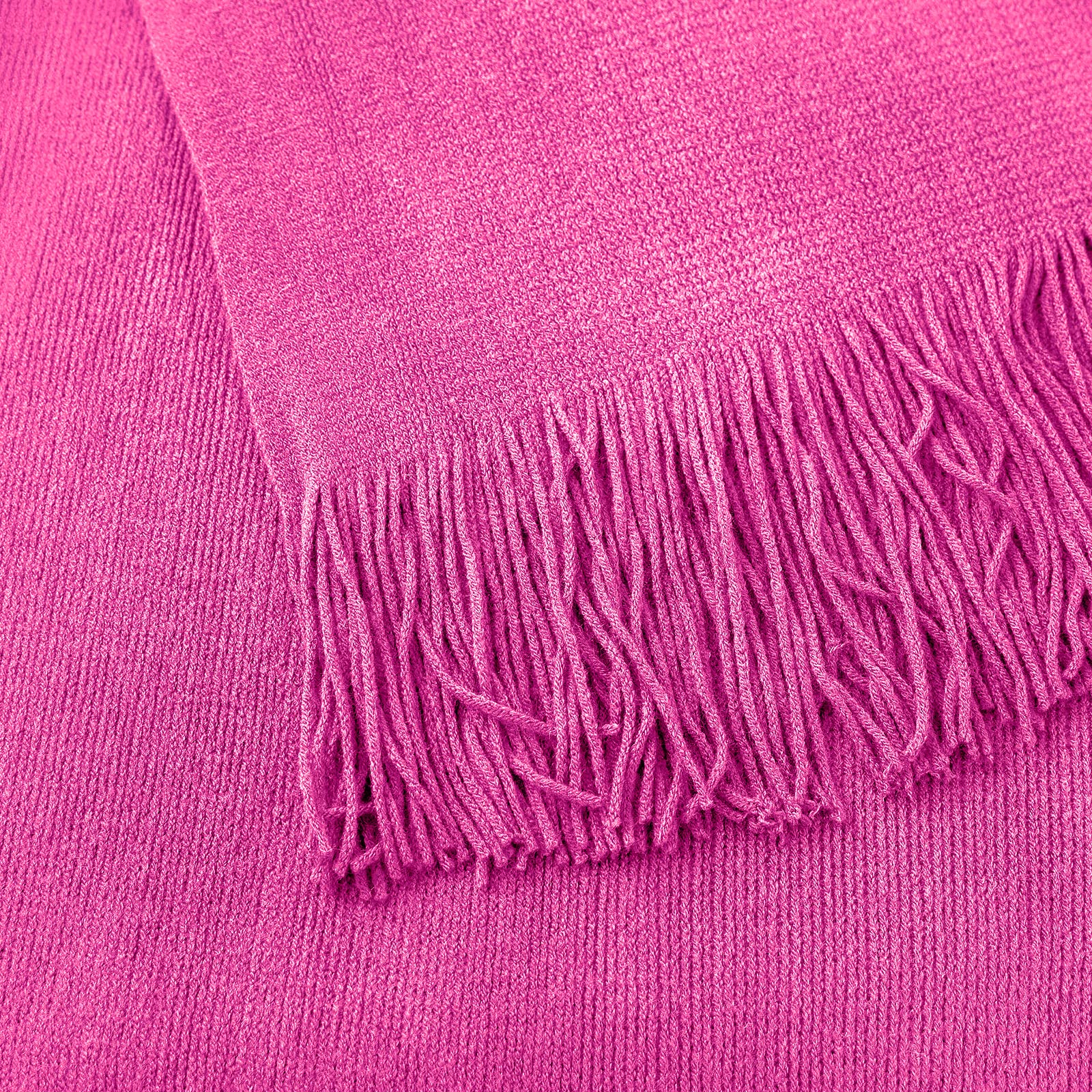 Vonty Hot Pink Knitted Blanket with Tassels Fringe 50