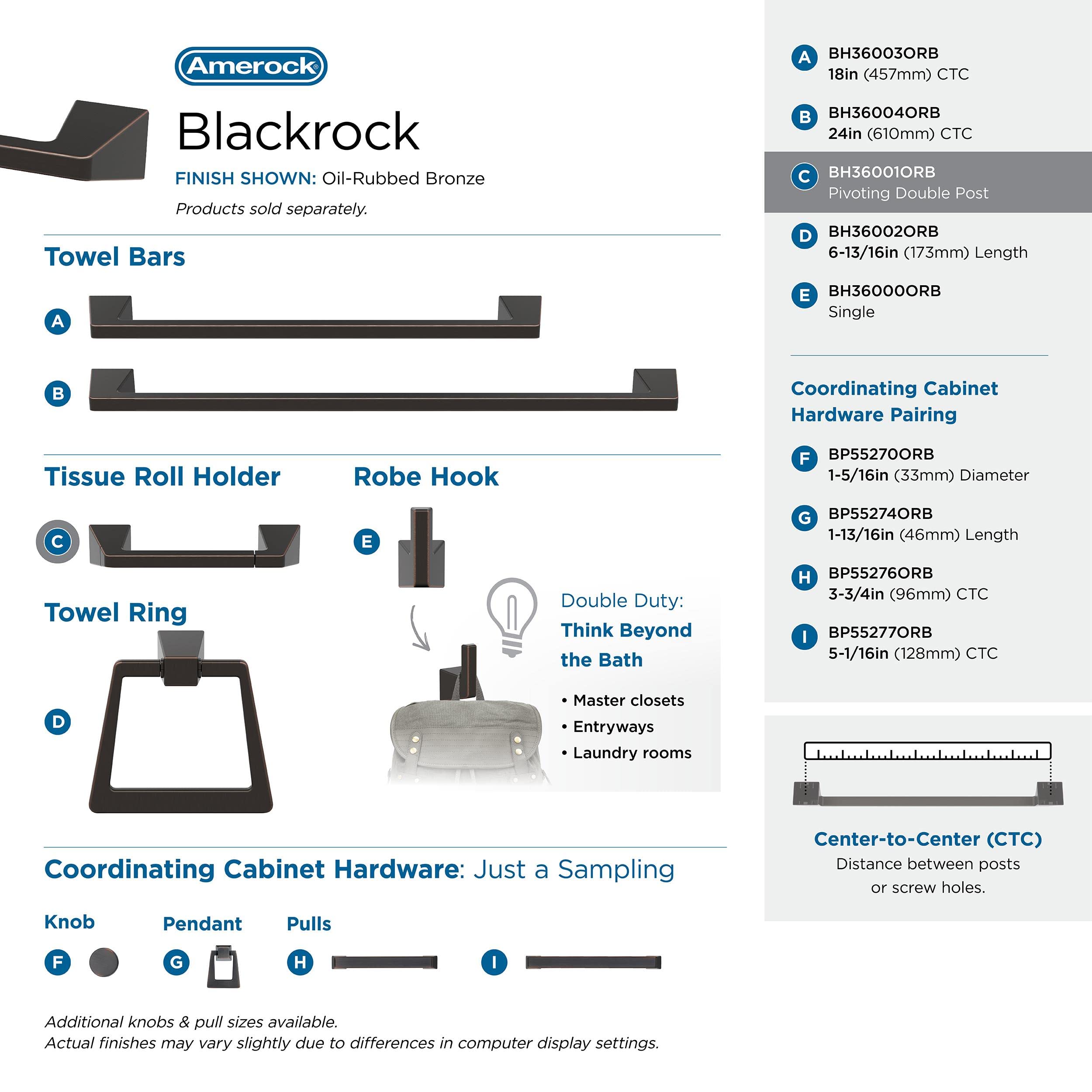 Amerock Oil Rubbed Bronze 24-Inch Towel Bar Set - 4-Piece Bathroom Accessories for Modern Homes (Blackrock Collection) | Perfect for Bathrooms, Powder Rooms & Spa-Style Decor