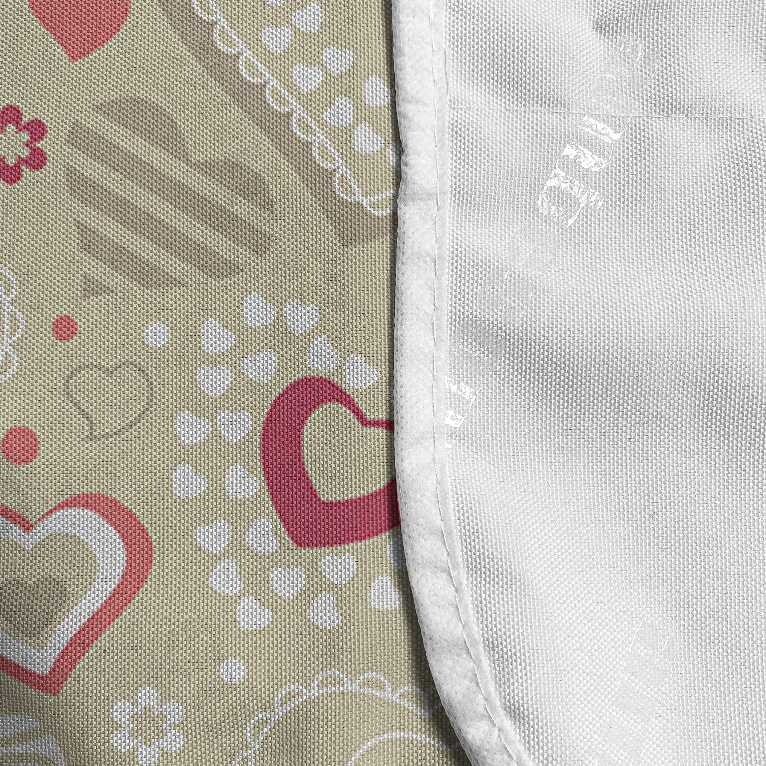 Ambesonne Valentine's Microwave Cover - Doodle Style Abstract Heart Design, Waterproof Kitchen Organizer with Pockets, 36x12 Inches, Beige Dark Coral White - Perfect for Romantic Kitchens & Valentine's Day Decor