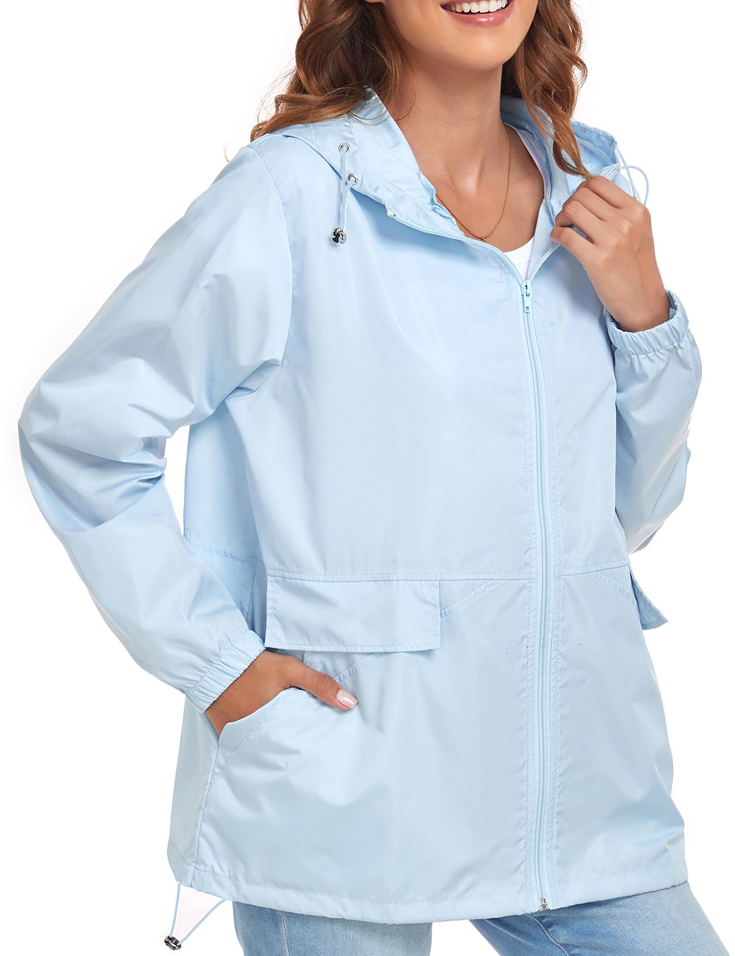 Women's Lightweight Waterproof Raincoat - Packable Windproof Hooded Jacket for Outdoor Activities (S-XXL) | Perfect for Hiking, Travel & Commuting