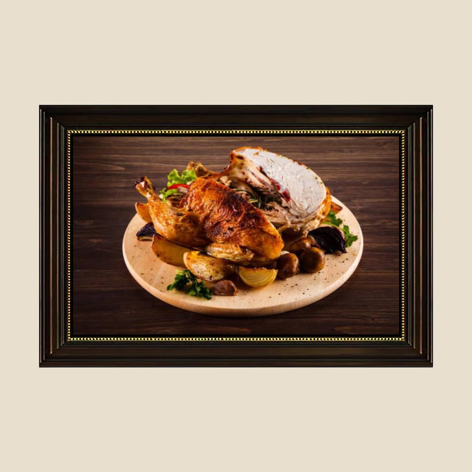 Roast Chicken Cutting Board Canvas Wall Art Print - 24x36 Inch Retro Kitchen Decor Painting Poster - Ready to Hang for Dining Room, Kitchen & Home Decor - Perfect for Farmhouse, Rustic & Vintage Style Interiors
