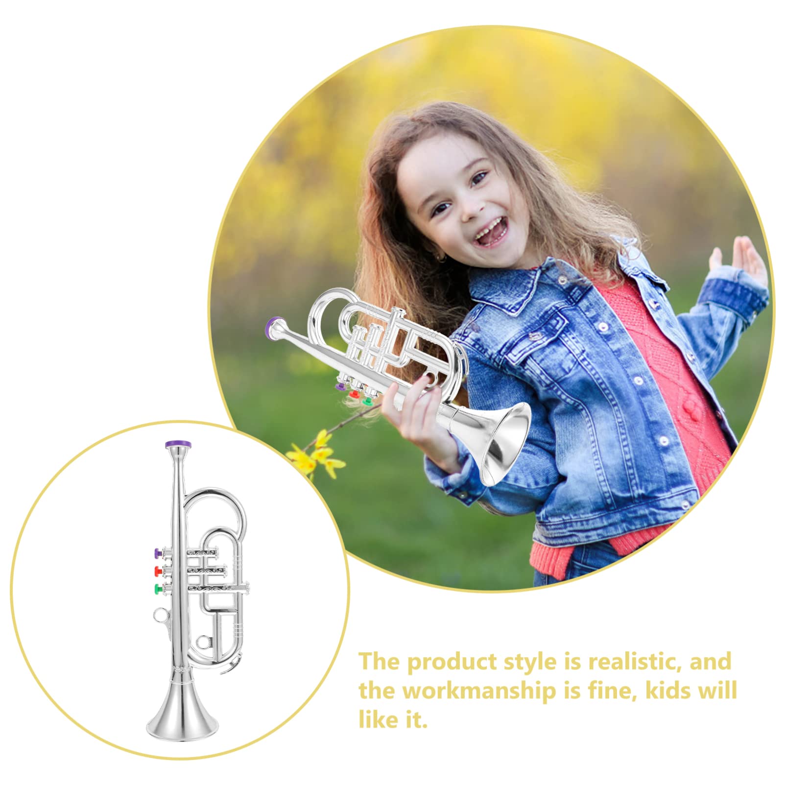 TOYANDONA Kids Plastic Trumpet Toy - Silver Musical Instrument for Boys & Girls | Early Education Learning Toy | Birthday Gift & Party Performance