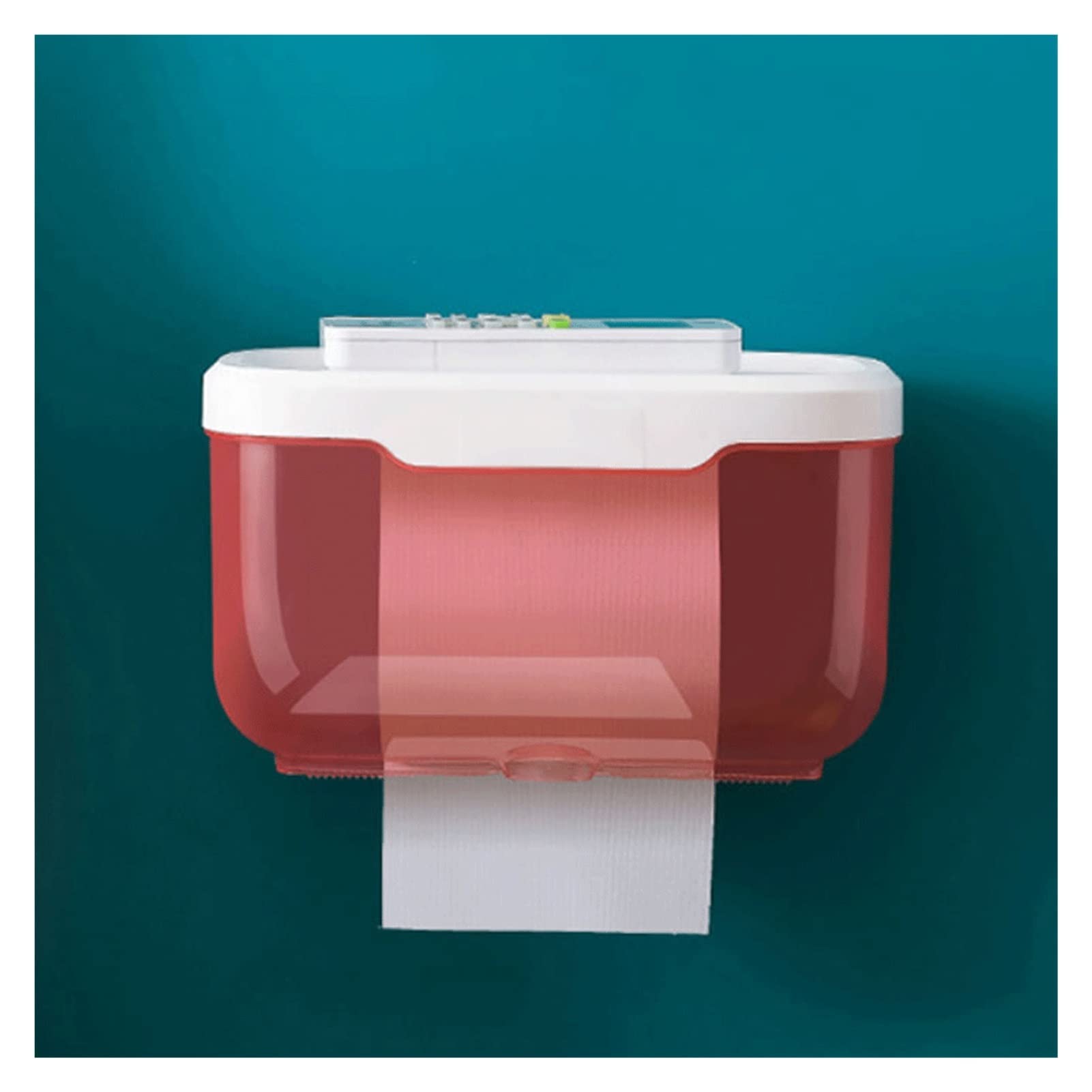 Waterproof Wall Mount Toilet Paper Holder & Phone Shelf Organizer - No Drill Bathroom Tissue Storage Box (Pink, 22x13cm) for Bathroom, Kitchen, RV & Small Space Organization