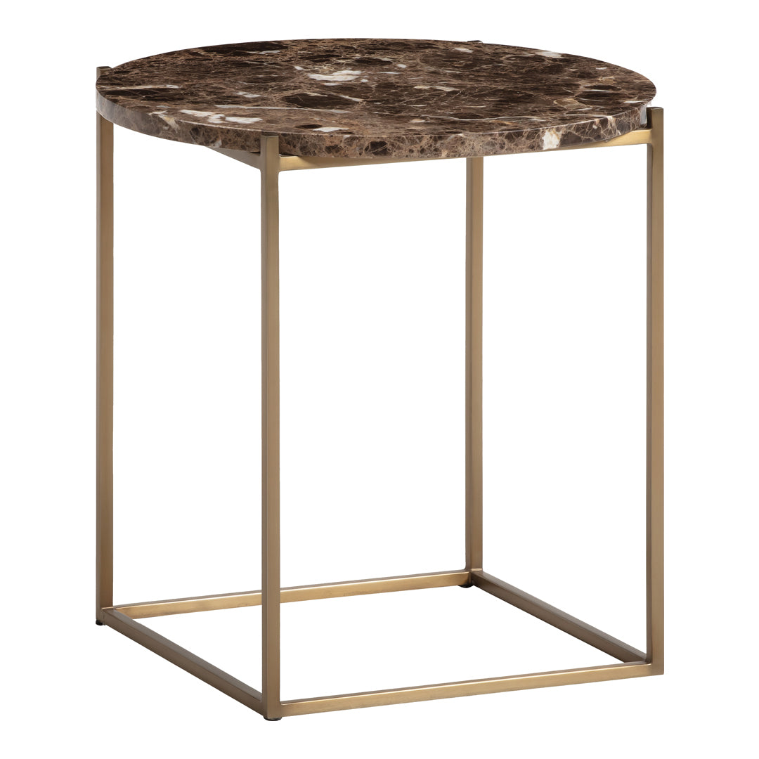 Modern Round Side Table - Small Accent End Table for Living Room, Bedroom, Patio - Sturdy & Stylish Coffee Table with Wooden Legs - Perfect for Home Decor, Reading Nook, or Outdoor Seating Area