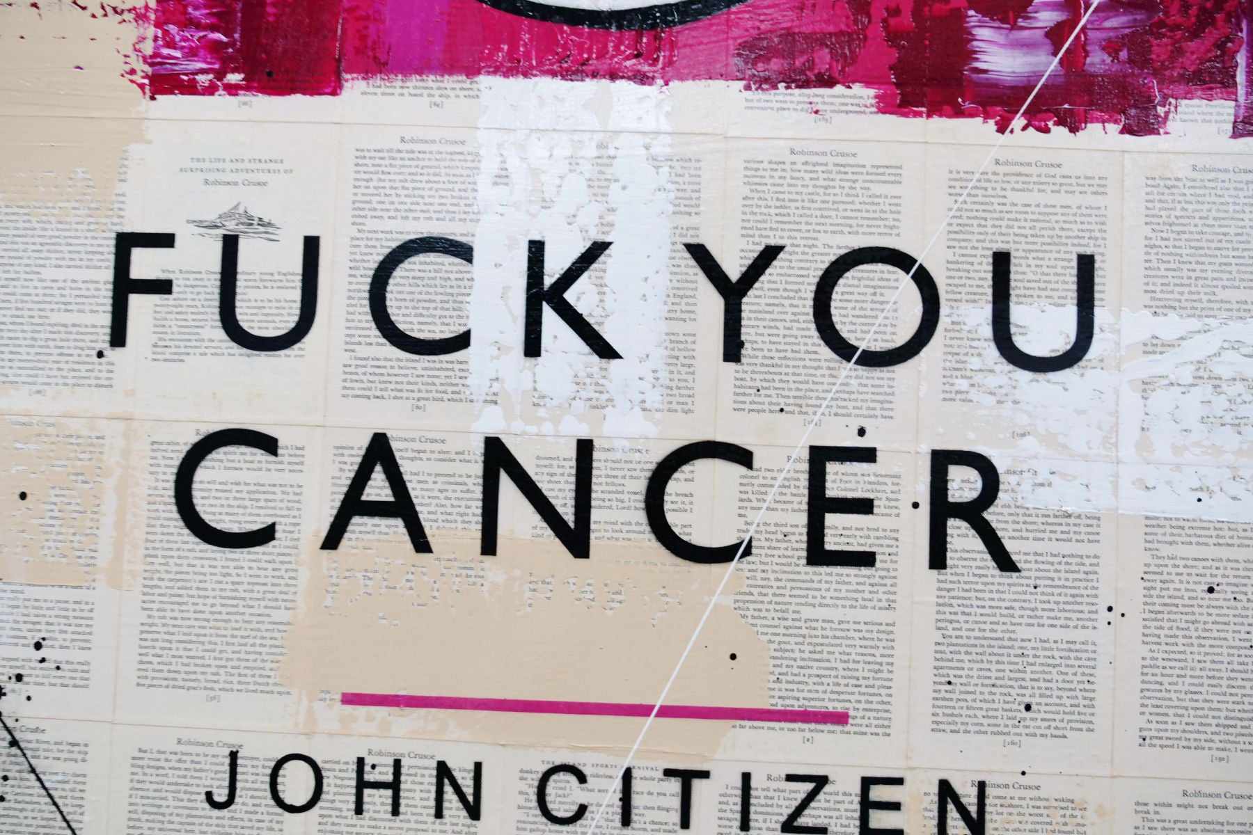 F.U. Cancer 120cm x 150cm Fuck You Cancer Urban Pop Art Canvas Painting - Modern Home Decor, Office Wall Art, Gift for Cancer Survivors & Supporters