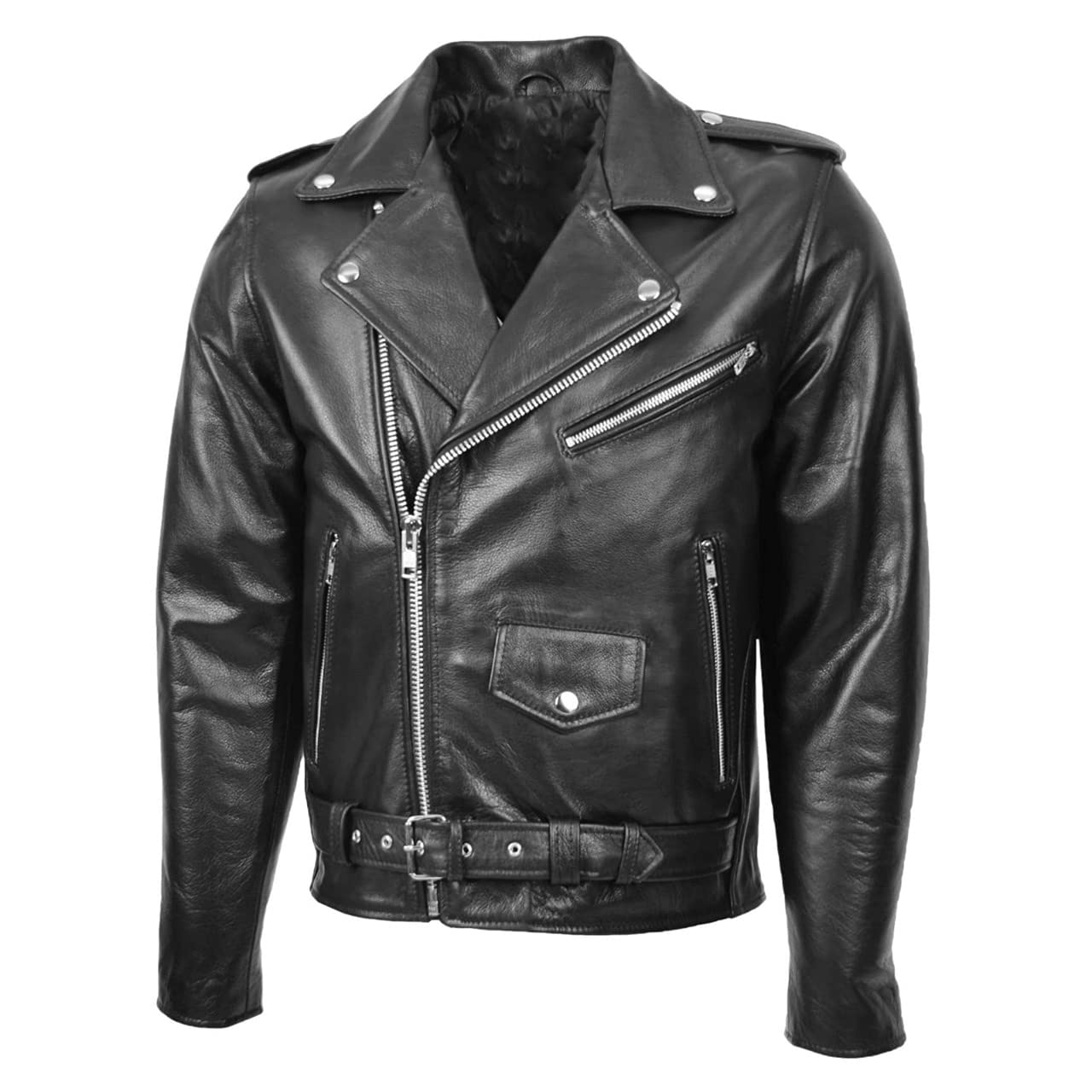 Genuine Men's Classic Lamb Leather Biker Jacket - Premium Motorcycle Jacket for Men - Perfect for Riding, Casual Wear & Outdoor Adventures