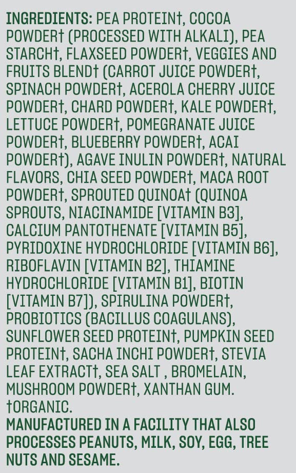 Organic Vegan Protein Powder - Vega All-in-One Chocolate Superfood with Vitamins for Immunity Support | Keto, Plant-Based Pea Protein for Men & Women | 14.7 oz | Perfect for Post-Workout Recovery & Healthy Smoothies