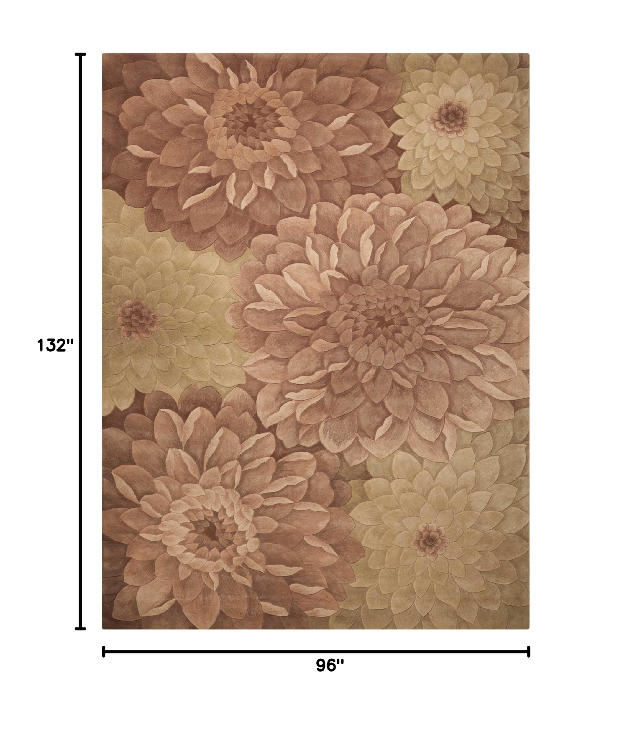 Nourison Tropics Floral Taupe/Green 8' x 11' Area Rug - Easy to Clean, Non-Shedding, Soft & Durable - Perfect for Bedroom, Living Room, Dining Room & Kitchen Decor