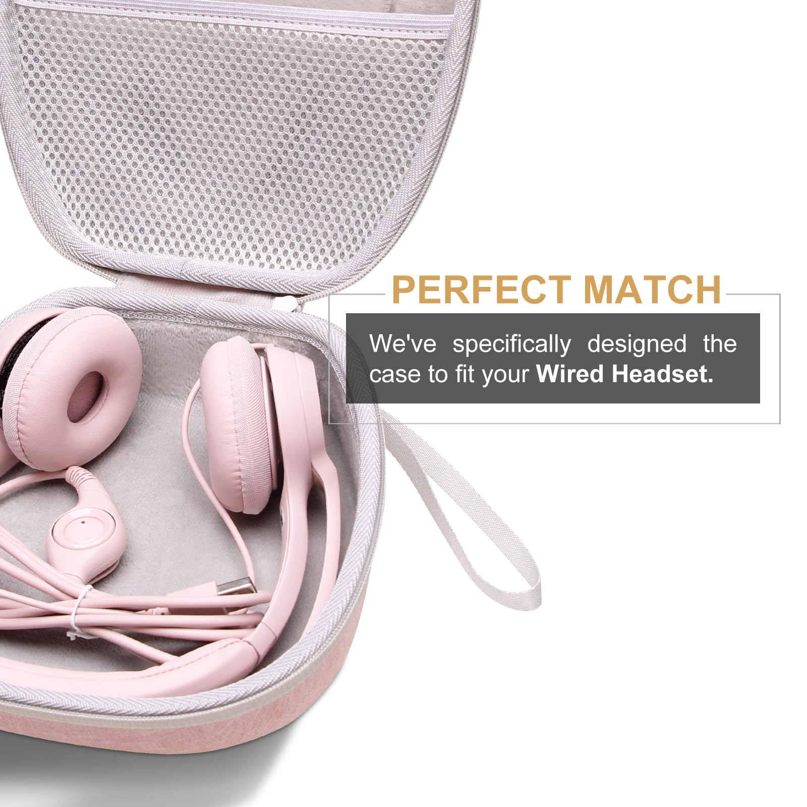 LTGEM Hard Protective Headphone Case for Logitech H390 H430 H570e Zone 300 Zone 301 & JLab Go Work JIAMQISHI EAGLEND Headsets - Pink & Grey - Travel Storage & Office Organization Accessory
