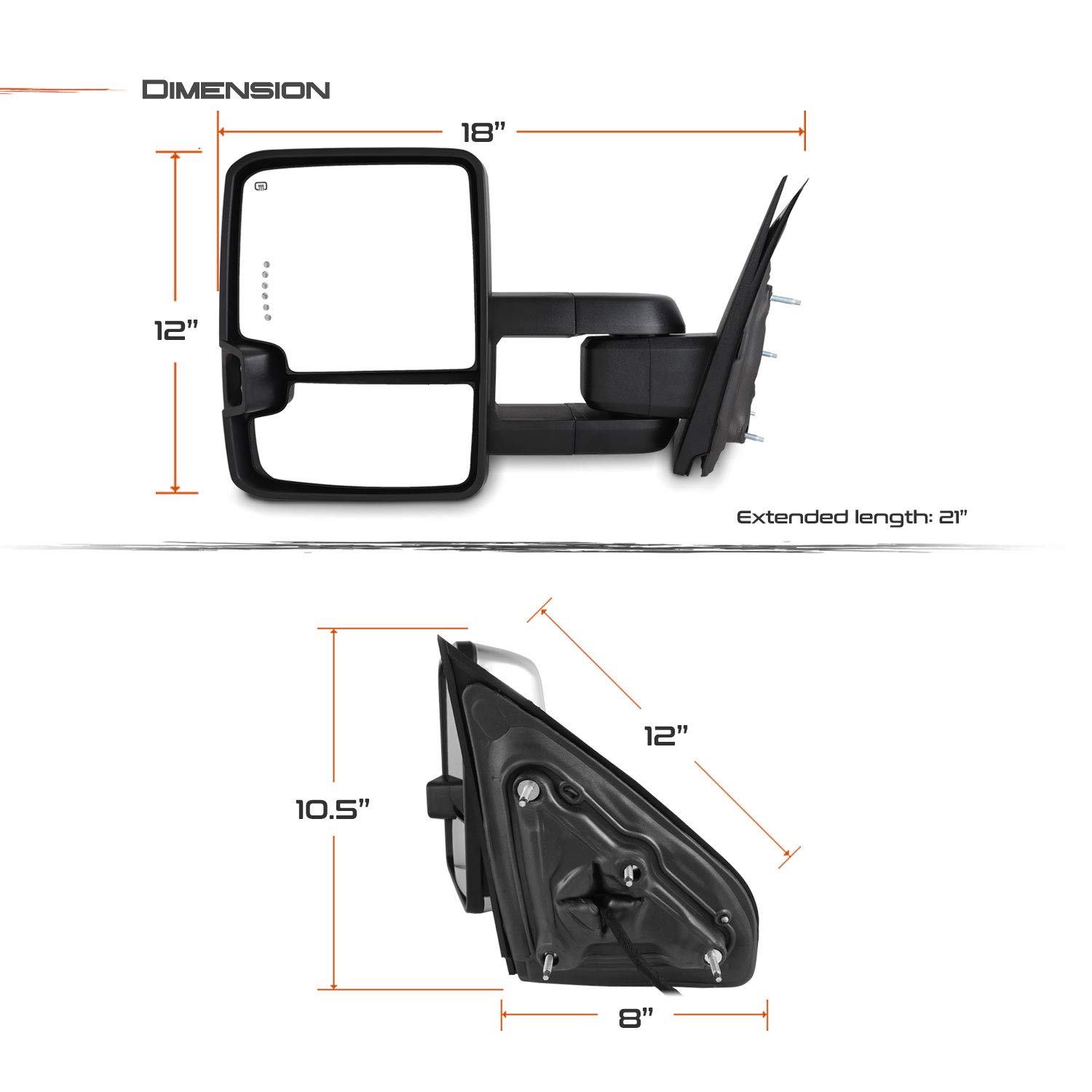 AKKON Power Folding Heated Towing Mirrors with Turn Signal & Lamp for 2014-2018 Chevy Silverado GMC Sierra - Chrome - Perfect for Enhanced Visibility & Safety While Towing Trailers or Large Loads