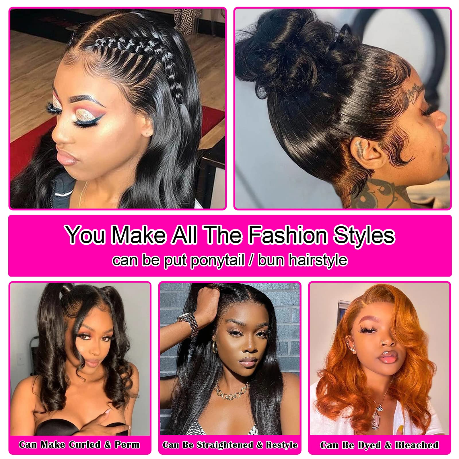 13x6 HD Lace Front Human Hair Wigs - Brazilian Body Wave Pre Plucked Bleached Knots with Baby Hair 180 Density for Women (20 Inch, Natural Black) - Perfect for Daily Wear, Parties & Special Occasions