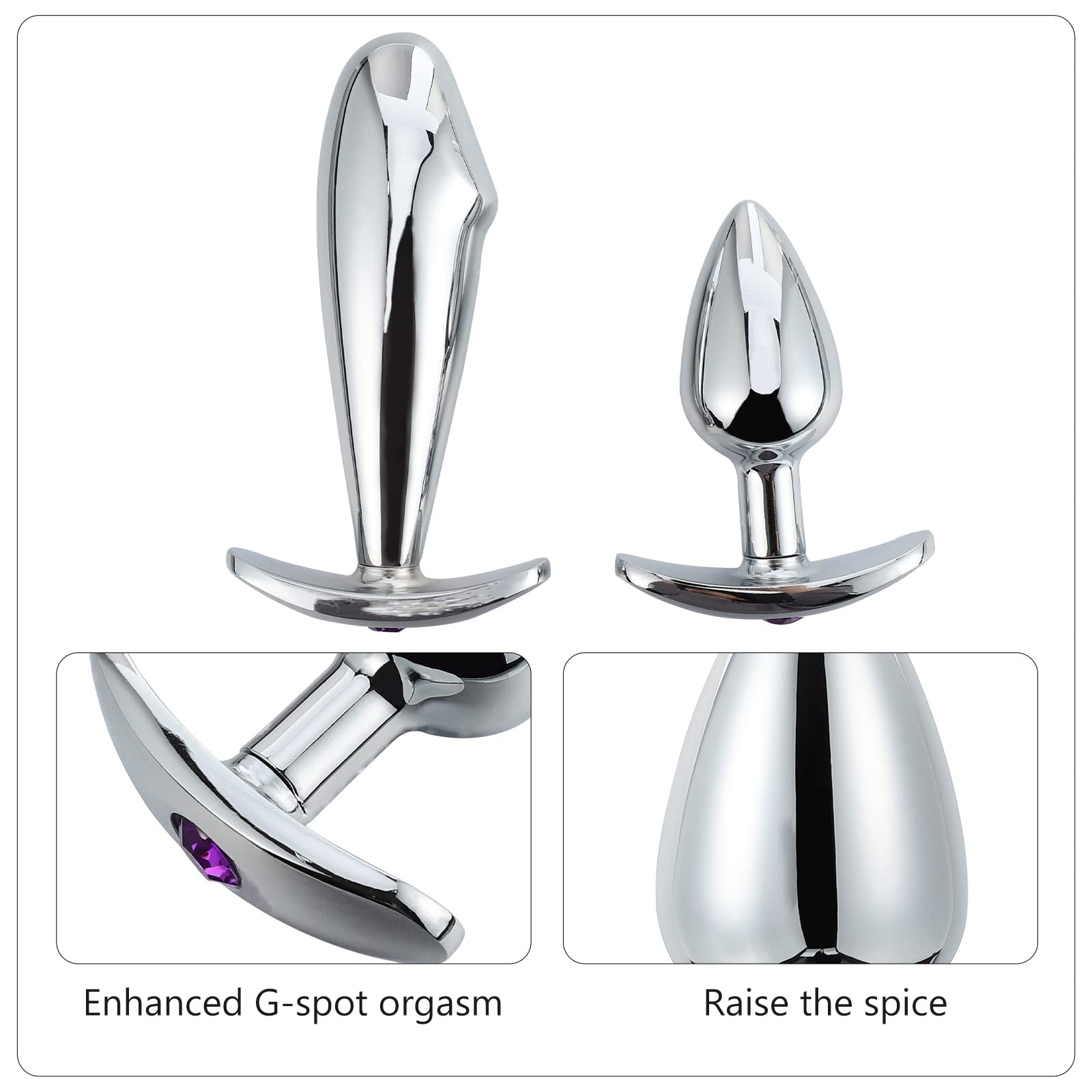 2Pcs Stainless Steel Butt Plug - Small Anal Sex Toy for Couples & Solo Play (10x5cm) - Perfect for BDSM, Roleplay & Sensual Exploration