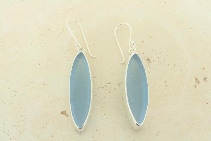Light Blue Spear Seaglass Earrings - Handmade Dangle Jewelry for Women - Perfect for Beach Weddings, Boho Fashion & Summer Accessories