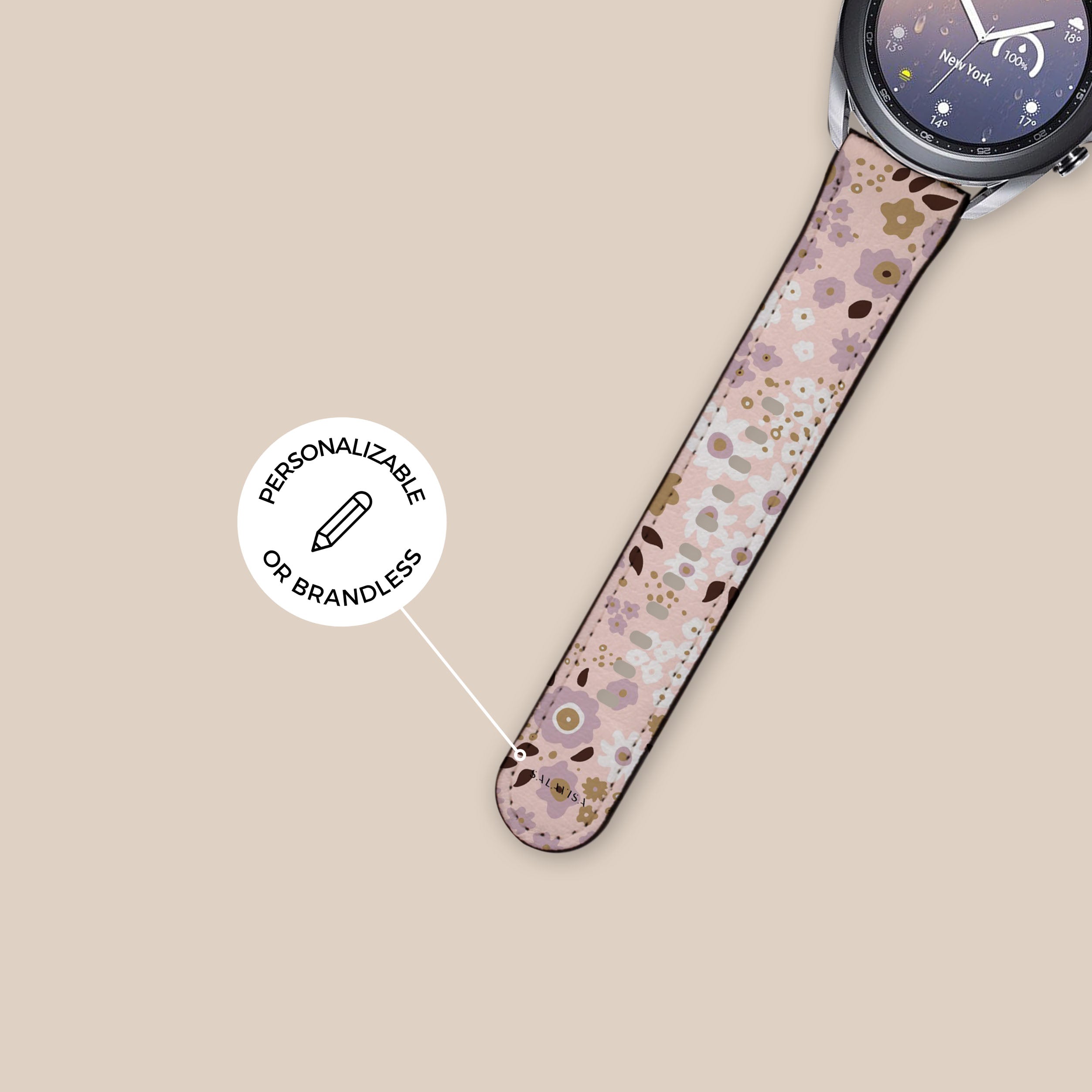 Pink Ditsy Galaxy Watch Band - Stylish Replacement Strap for Samsung Galaxy Watch 4/5/6 - Soft Silicone Wristband for Women - Perfect for Workouts, Running & Everyday Wear