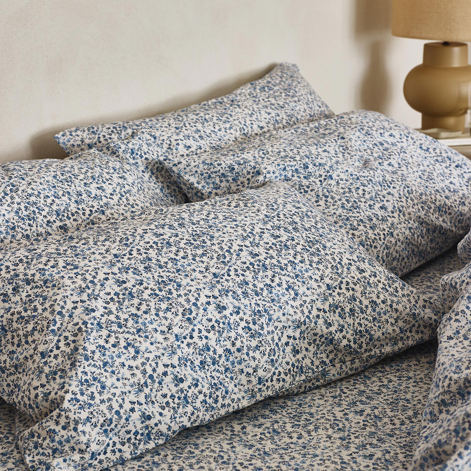 Premium Blue Mini Meadow Cotton Pillowcases (Set of 2) - Soft & Breathable Bedding for a Comfortable Sleep - Perfect for Home, Hotel, and Guest Room Decor