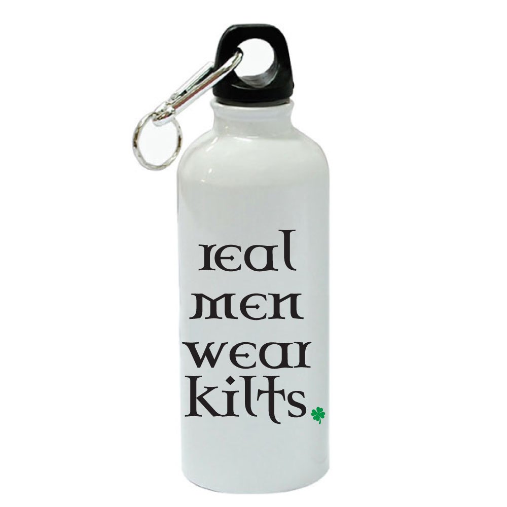 Authentic Irish White Aluminum Sports Water Bottle - 20 oz | Durable & Lightweight for Hiking, Gym & Outdoor Adventures | Real Men Wear Kilts