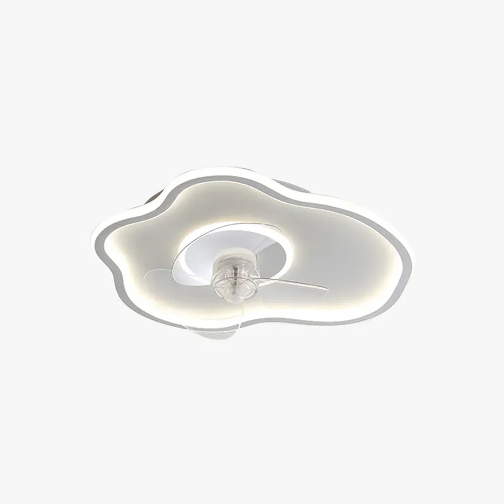 Modern White Irregular Ceiling Fan with LED Light - Energy Efficient Cooling & Stylish Lighting for Living Room, Bedroom, or Patio