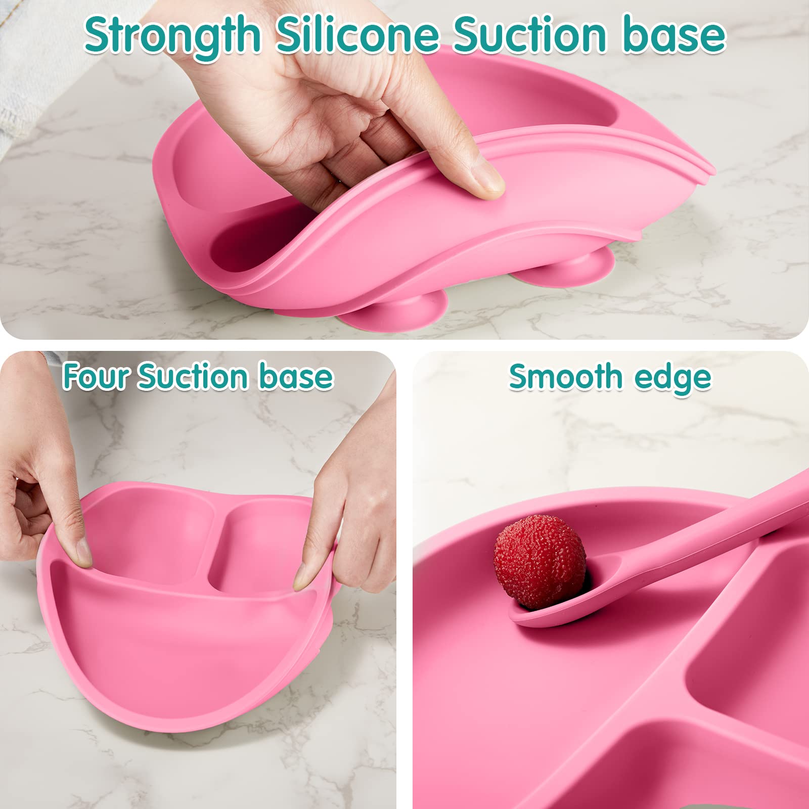 9-Piece Silicone Baby Feeding Set with Suction Plates, Bowls & Utensils - BPA-Free, Dishwasher & Microwave Safe for Toddlers (Vibrant Colors) - Perfect for Home, Travel & Daycare Use