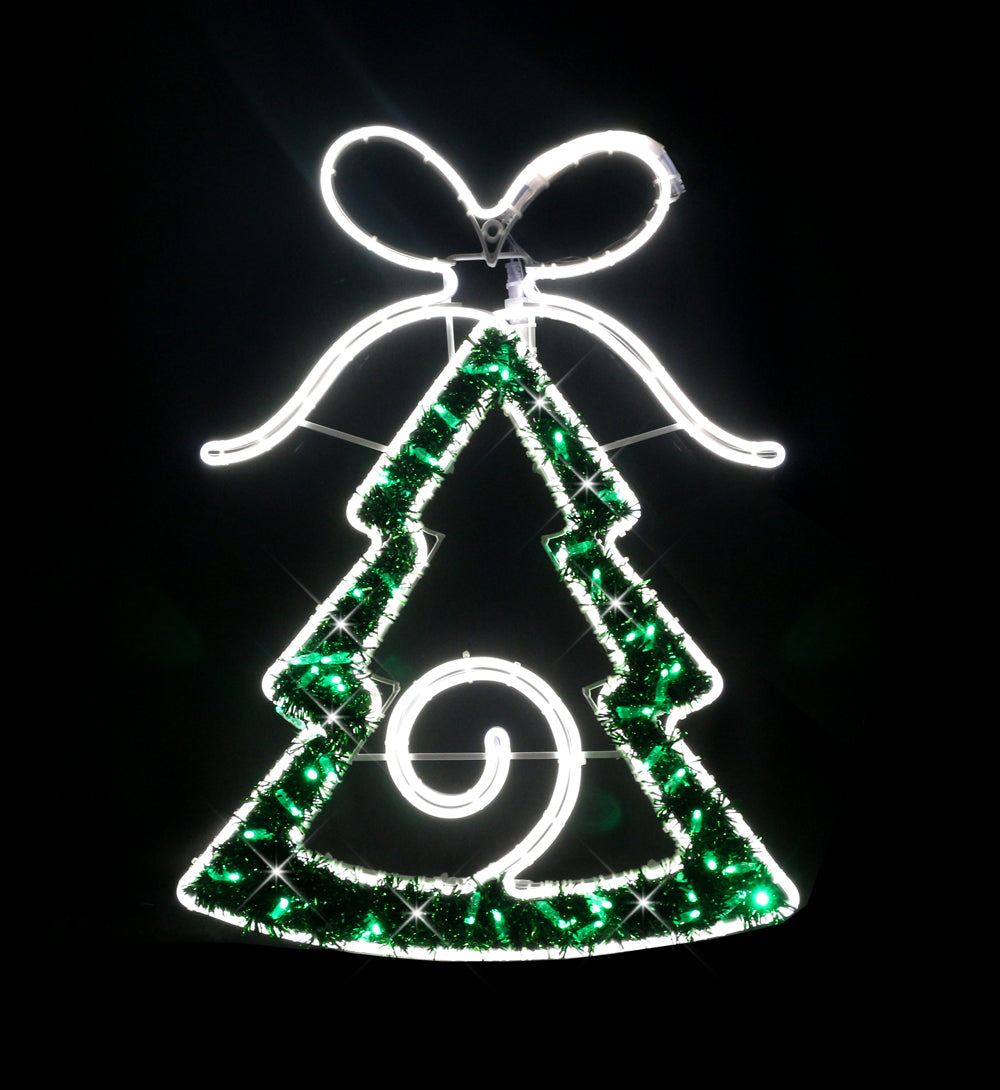 2ft Green and White LED Christmas Tree - Indoor/Outdoor Holiday Decor for Window Display, Home, Office, and Party Decorations
