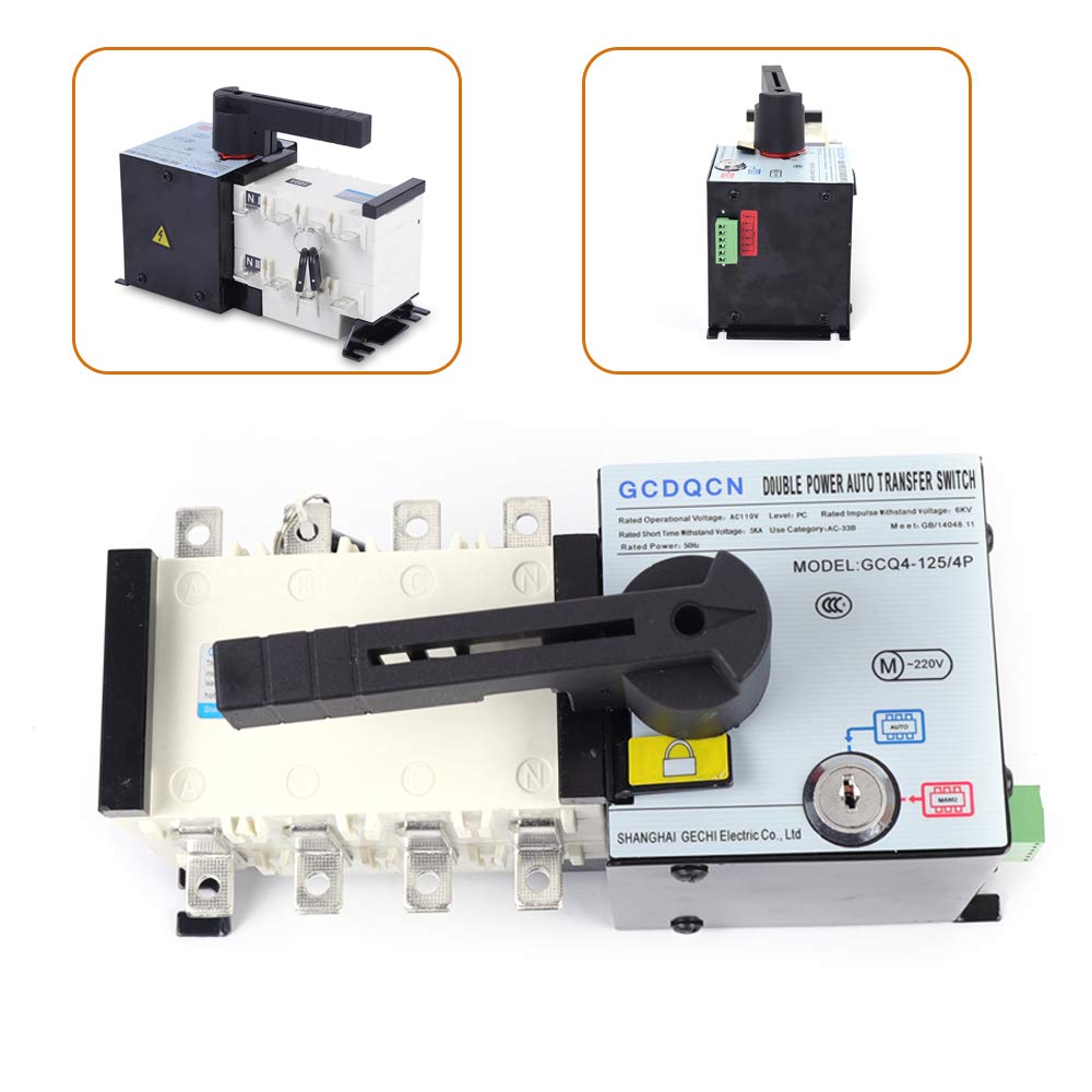 4P 100A Automatic Changeover Switch 110V/230V Dual Power Transfer Switch - Lighting Circuit & Office Use for Buildings, Shopping Malls, Banks (Ideal for Backup Power & Emergency Lighting Systems)