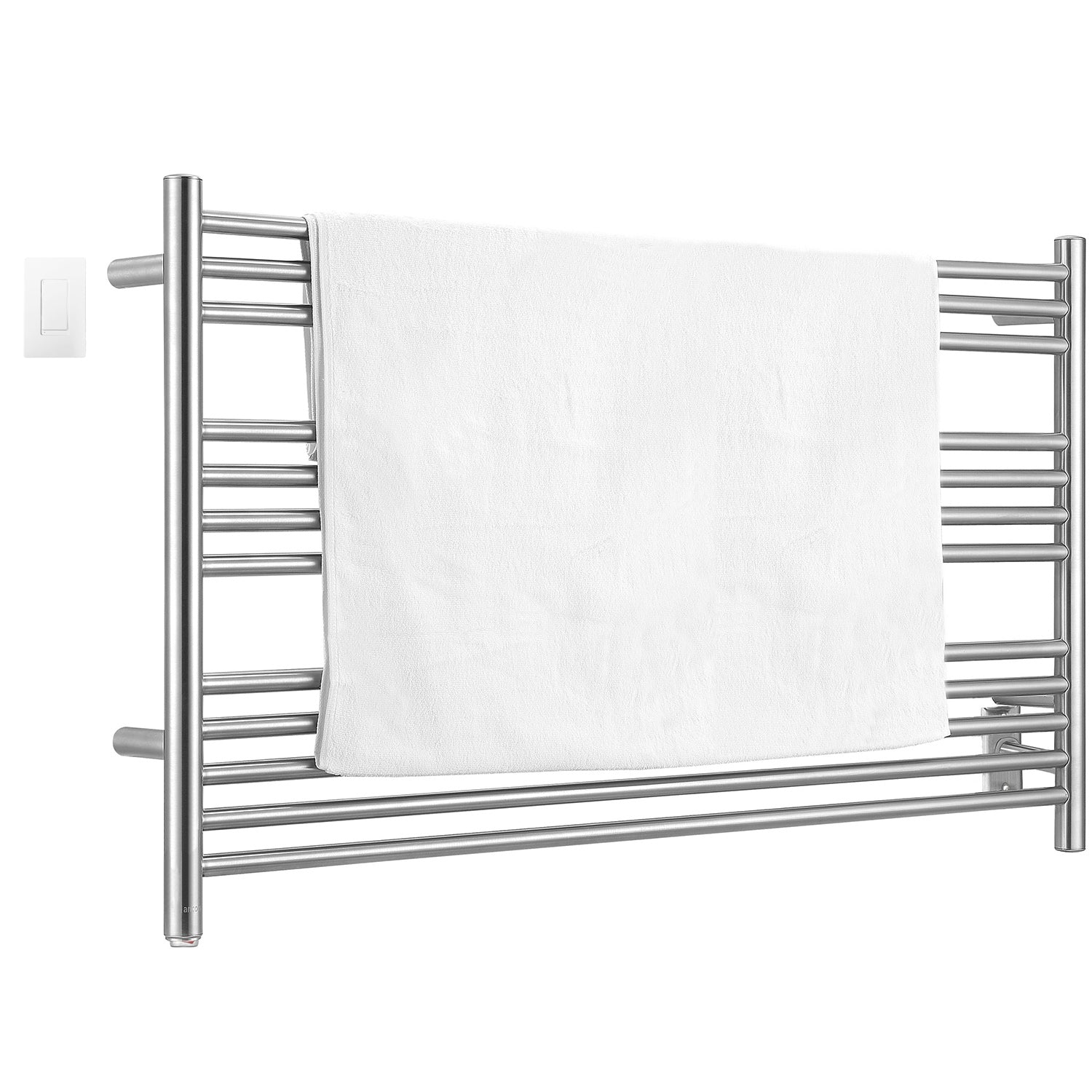 Ancona Amplia Dual 12 Bar Hardwired & Plug-in Electric Towel Warmer - Brushed Stainless Steel with WiFi Timer - Perfect for Bathroom, Spa & Luxury Home Use