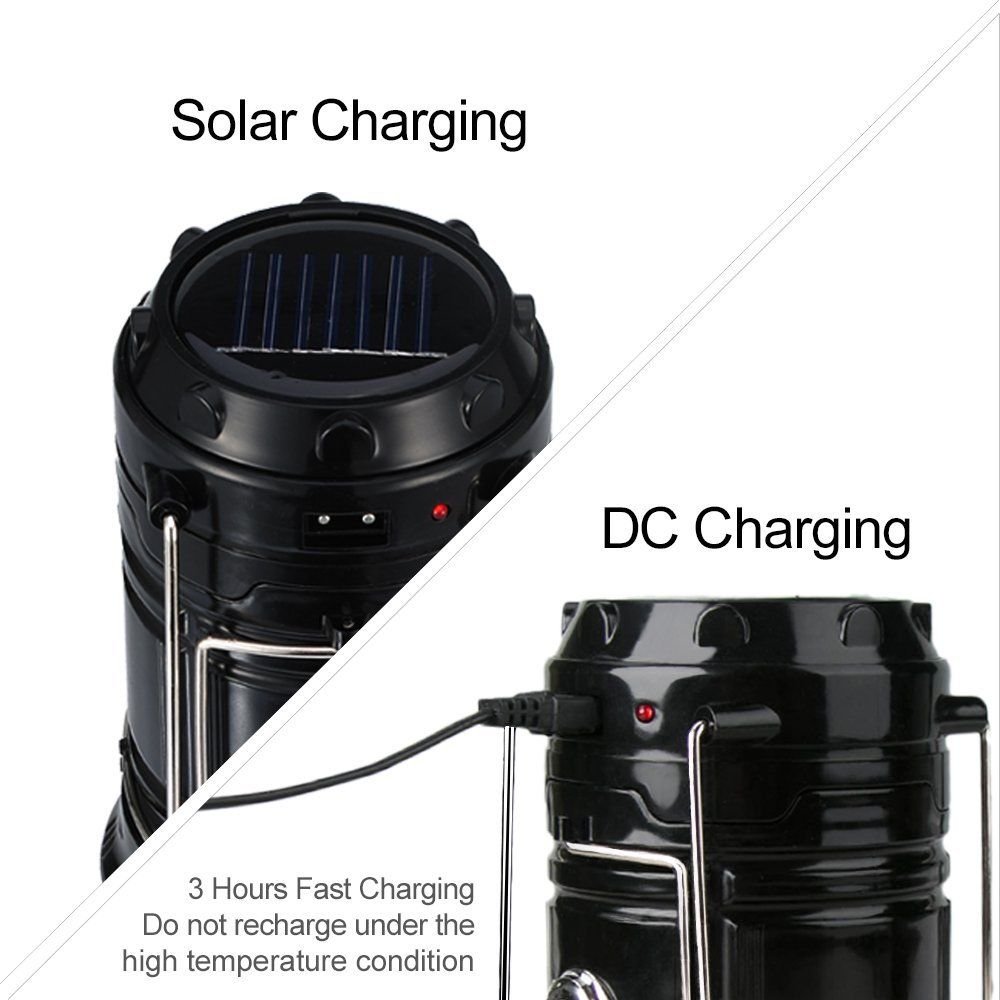 Ultra Bright Solar Rechargeable LED Collapsible Lantern - 2 Pack Waterproof Outdoor Flashlight for Camping, Hiking, Emergency & Power Outages (Blue)
