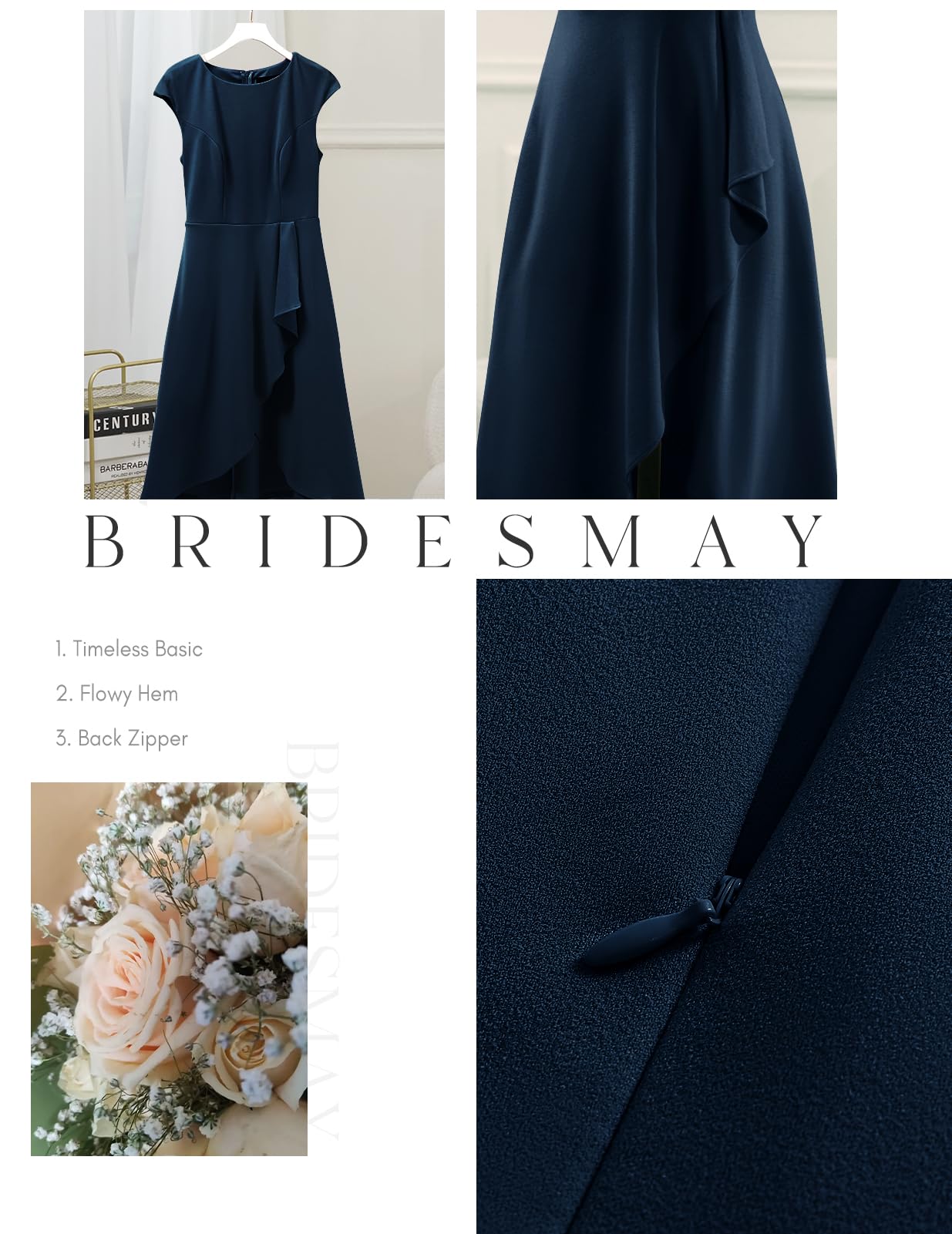 Elegant 2025 Spring Summer Cocktail Wedding Guest Dresses for Women - Short Sleeve Midi Dress for Bridesmaids, Garden Parties & Formal Events