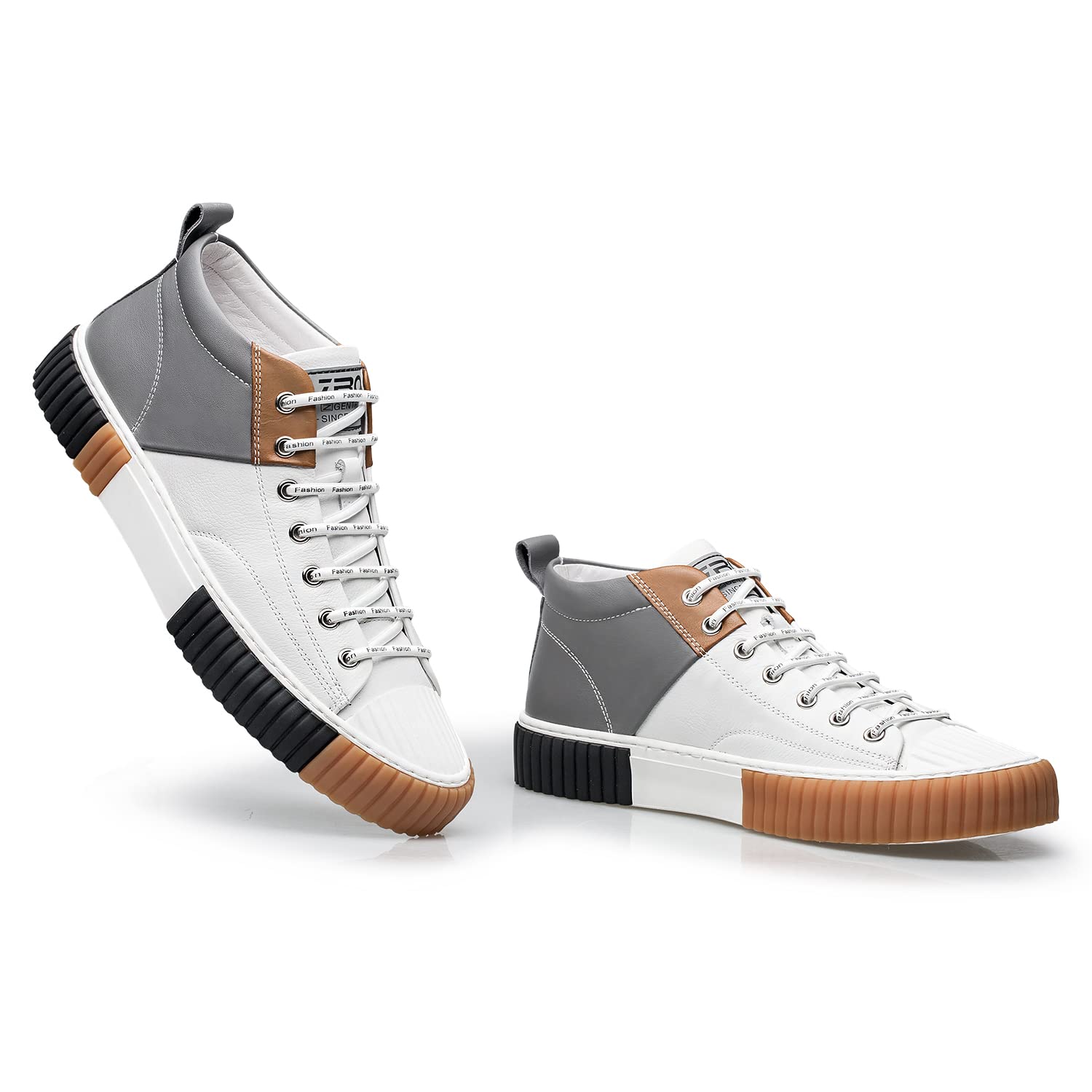 ZRO Men's High Top Sneakers - Genuine Leather Breathable Casual Shoes for Men (Style S05806) | Comfortable Walking & Streetwear Fashion Sneakers for Daily Wear