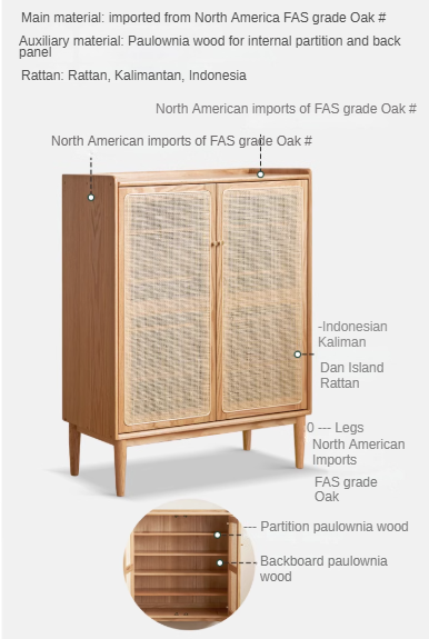 Premium Solid Wood Shoe Cabinet - Oak, Black Walnut & Cherry Wood Storage Organizer for Entryway, Hallway, or Closet - Durable Shoe Rack for Home & Office Organization