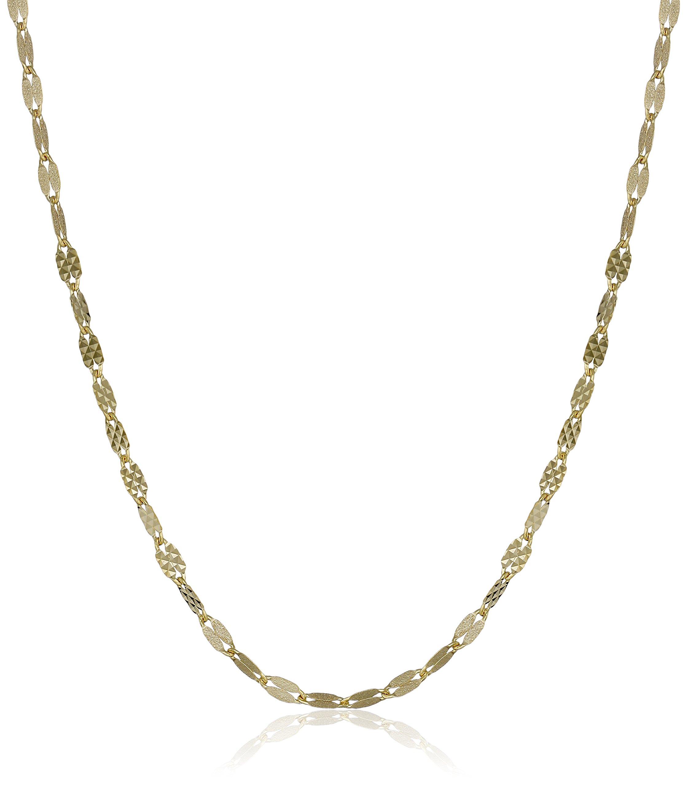 14K Gold Italian Diamond-Cut & Satin Finish Link Necklace for Women - Elegant Layered Chain Jewelry Gift for Anniversary, Valentine's Day & Special Occasions