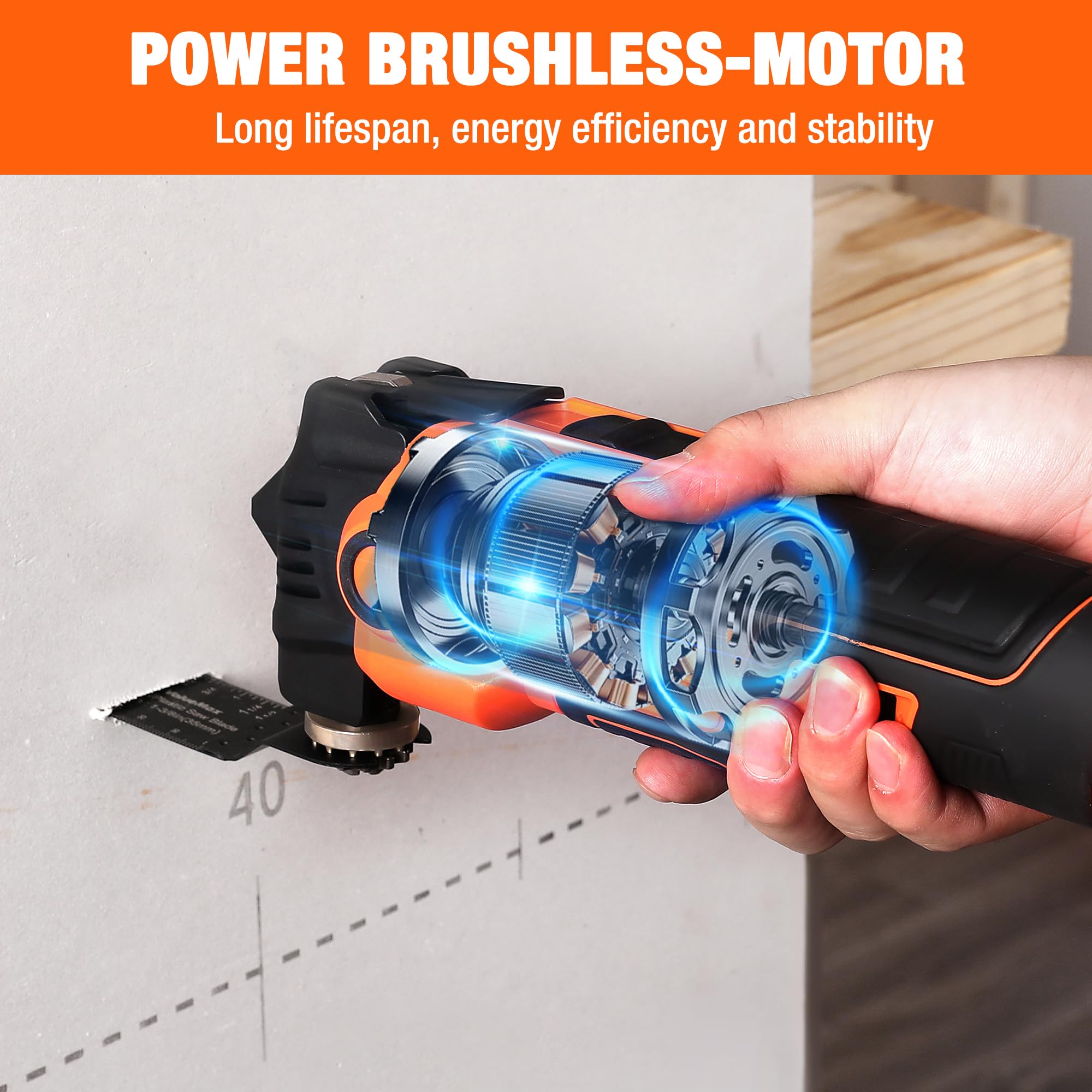 ValueMax 20V Cordless Oscillating Multi Tool Kit with 3.6° Oscillation Angle & 6 Speed Settings - Includes Quick-Change System, 16PCS Saw Blades & Carrying Case - Perfect for DIY Projects, Woodworking, Metal Cutting & Home Renovations