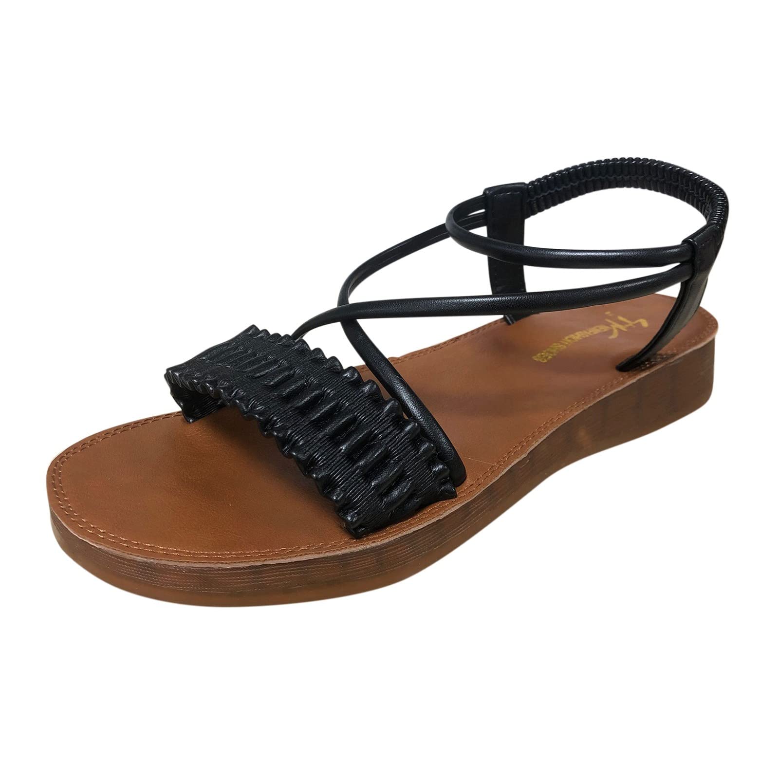 **Women's Flat Sandals - Comfortable Summer Casual Beach Shoes with Soft Bottom & Elastic Band | Perfect for Walking, Travel, and Outdoor Activities**