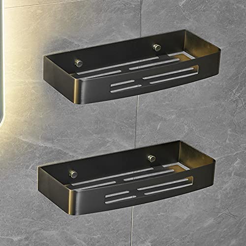 No Drill Shower Caddy - Rustproof Stainless Steel Wall Mounted Shower Organizer with Strong Adhesive for Bathroom, 2-Tier Storage Shelf (Gray) - Perfect for Small Spaces, Apartments & Dorm Rooms