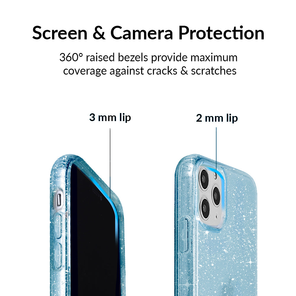 Blue Stardust Glitter iPhone Case - Sparkling Protective Cover for iPhone 13/14/15 Pro Max - Trendy Fashion Accessory for Parties, Events & Everyday Use