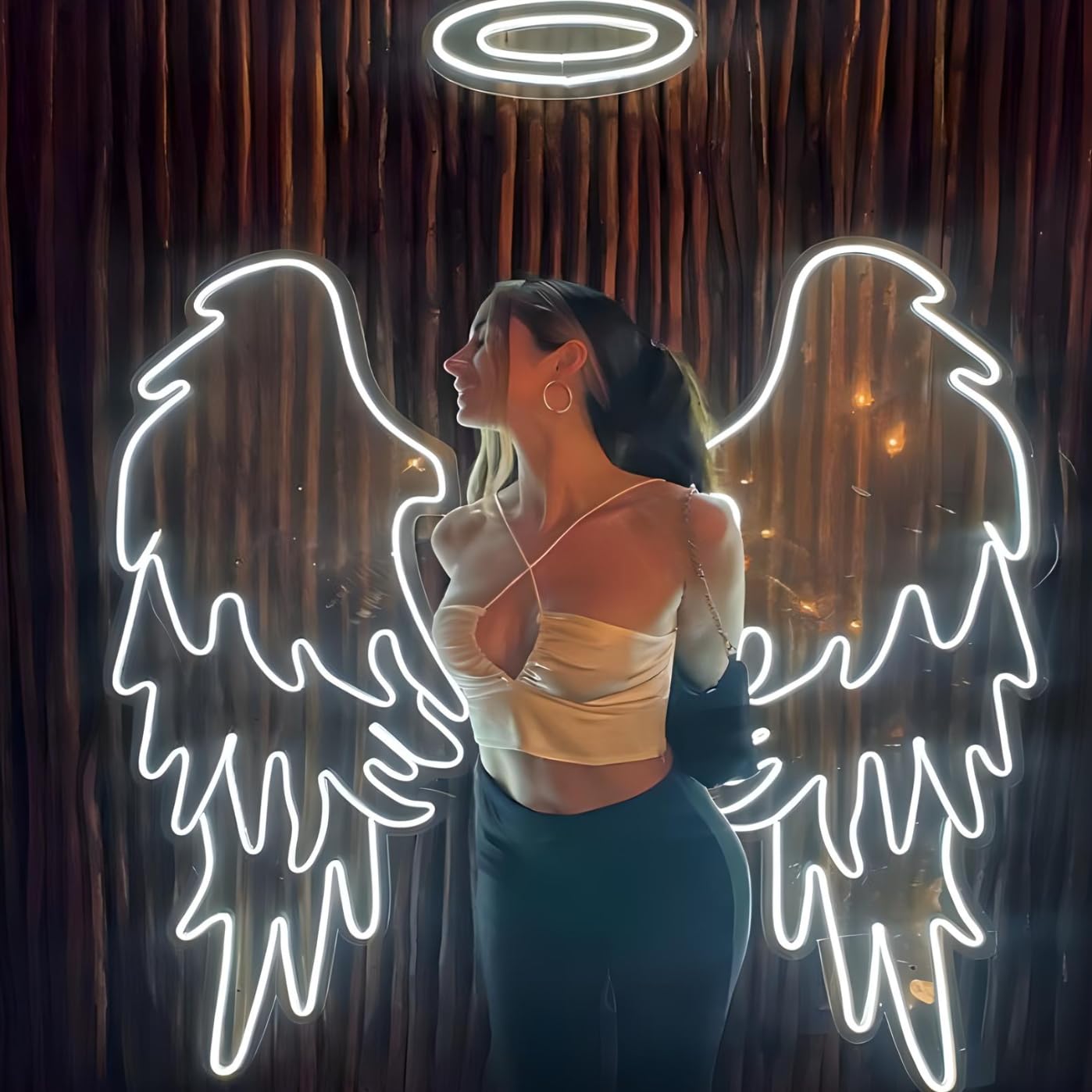 Custom Angel Wings Neon Sign - Personalized LED Wall Art for Home Bar, Pub & Party Decor - 40